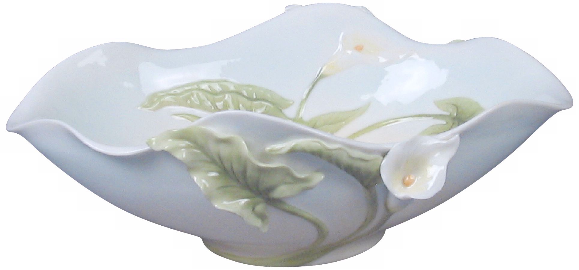 Calla Lily Oval Blue Porcelain Bowl