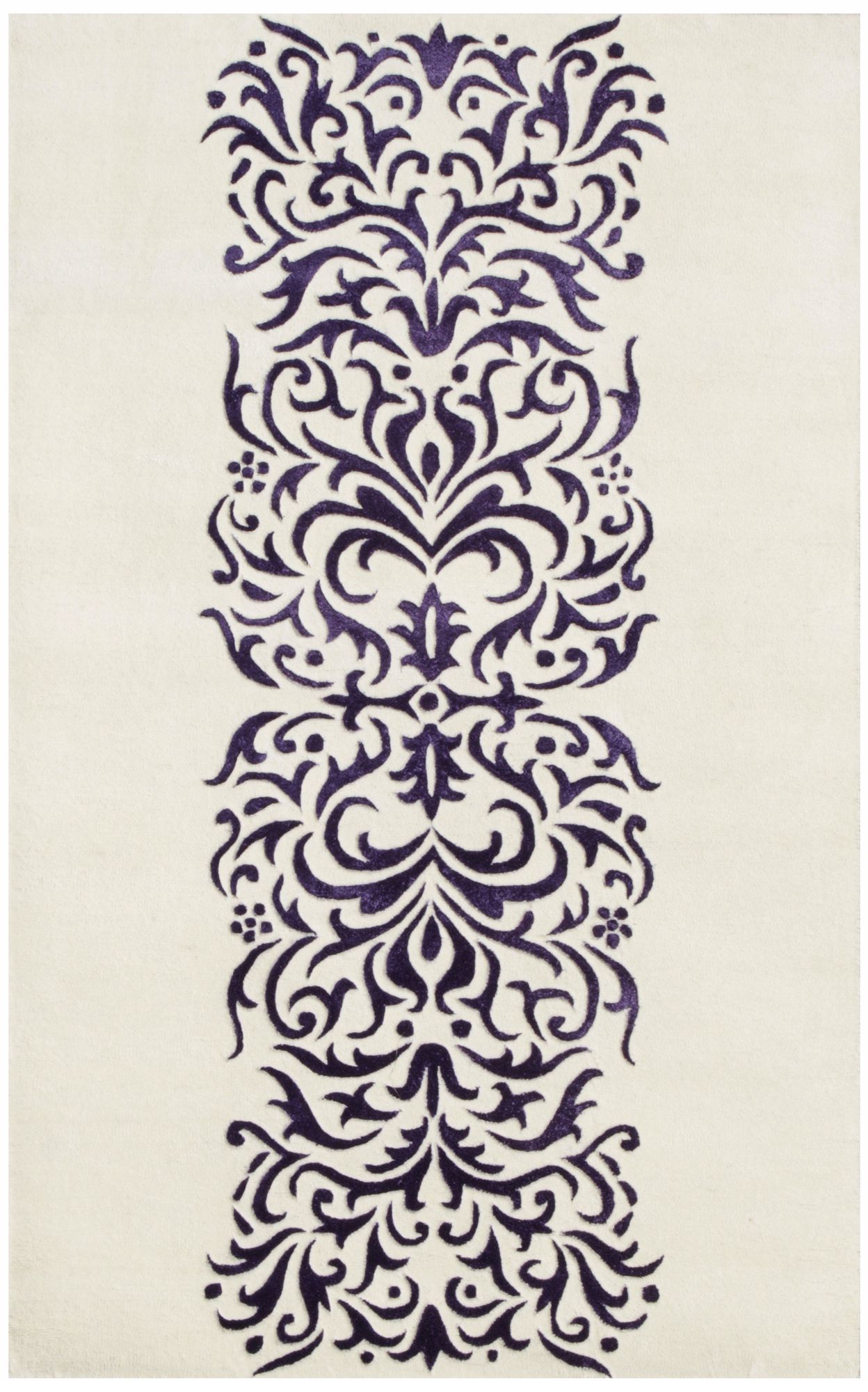 Amber Collection 709 Ivory and Purple Area Rug