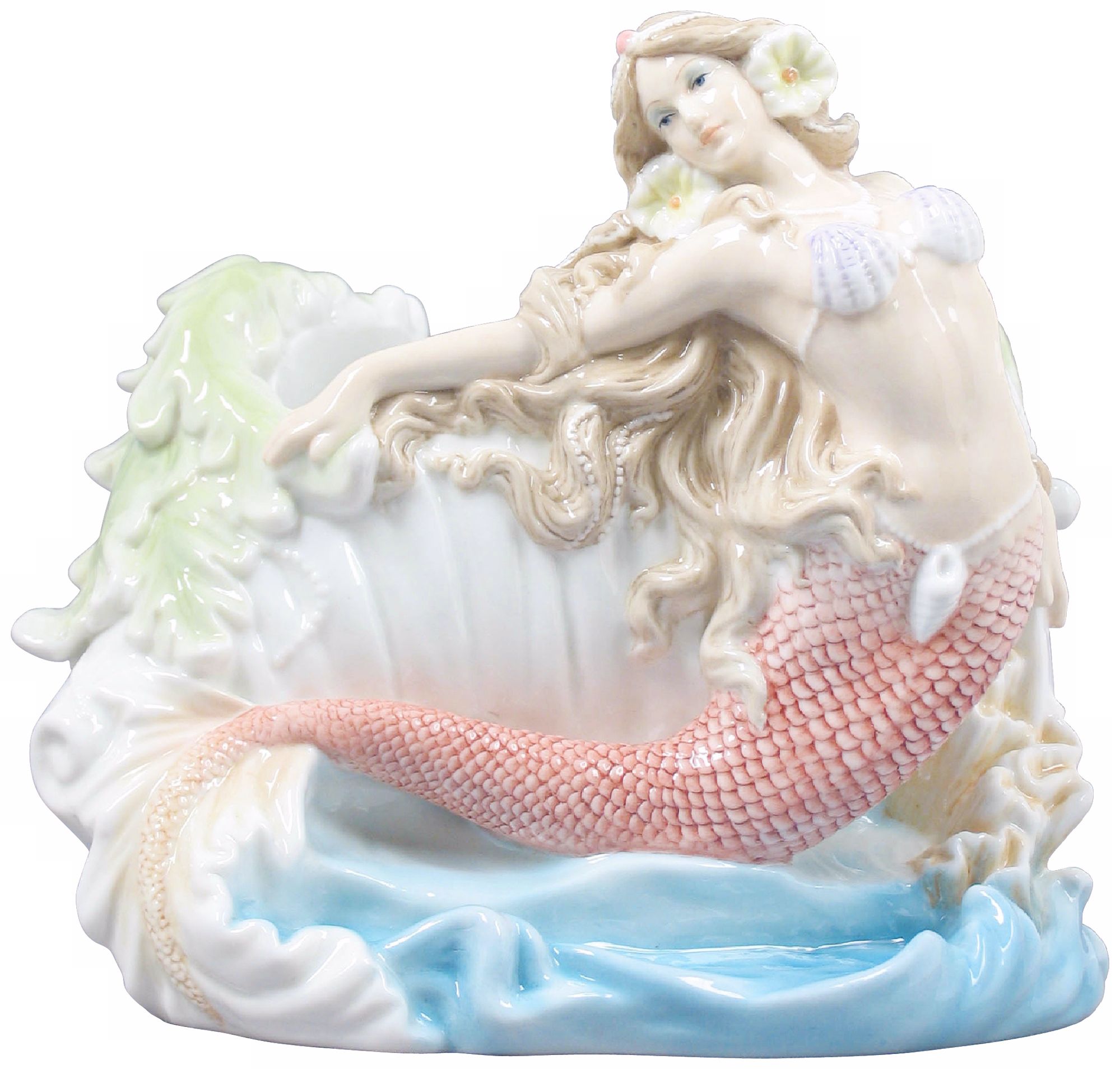 Mermaid and Seashell Multi-Color Porcelain Bowl