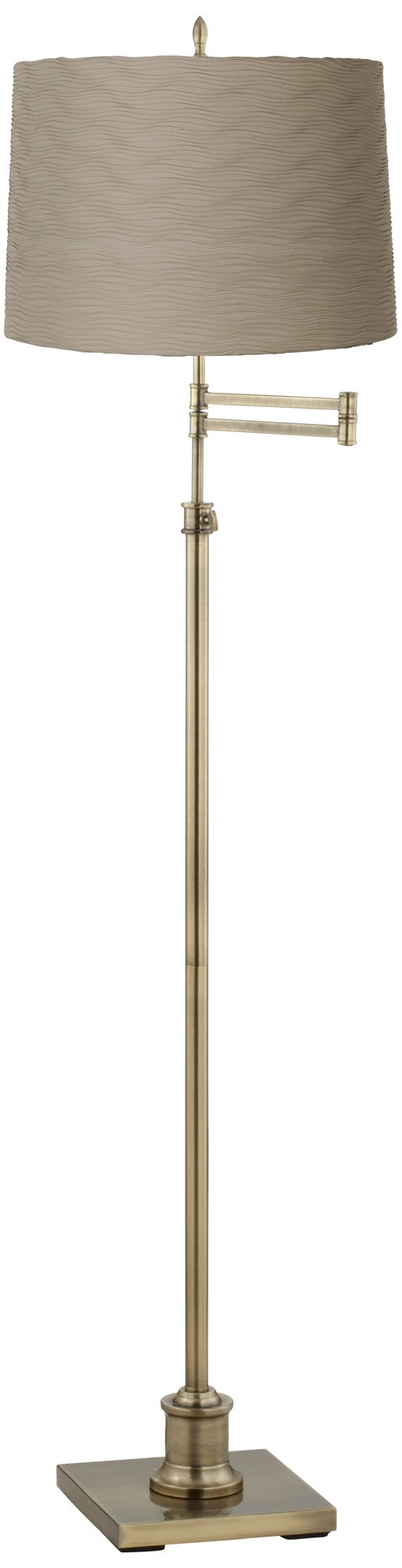 Westbury Wave Pleat Shade Brass Swing Arm Floor Lamp