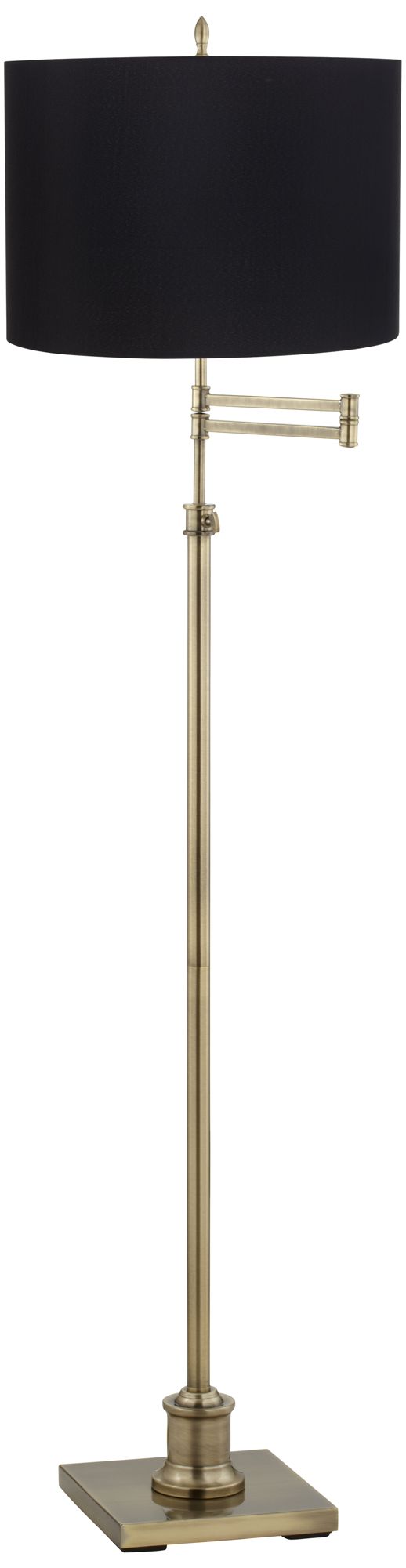 Westbury Black Shade Brass Swing Arm Floor Lamp
