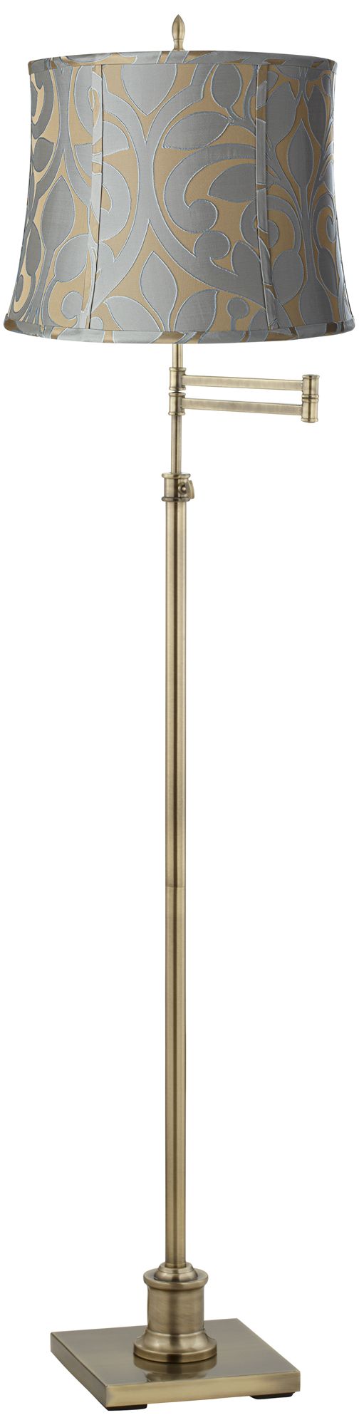 Westbury Lillian Floral Shade Brass Swing Arm Floor Lamp