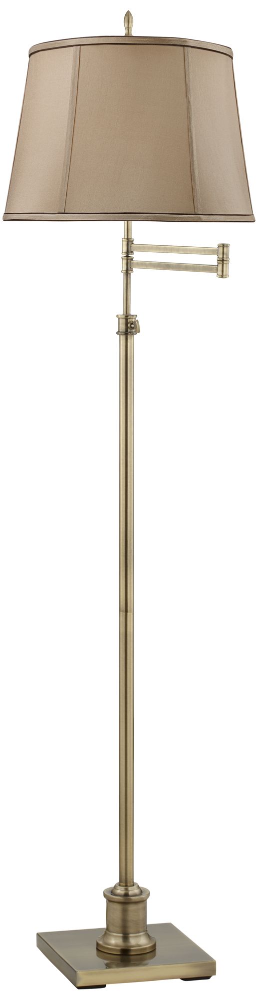 Westbury Tan Drum Shade Brass Swing Arm Floor Lamp