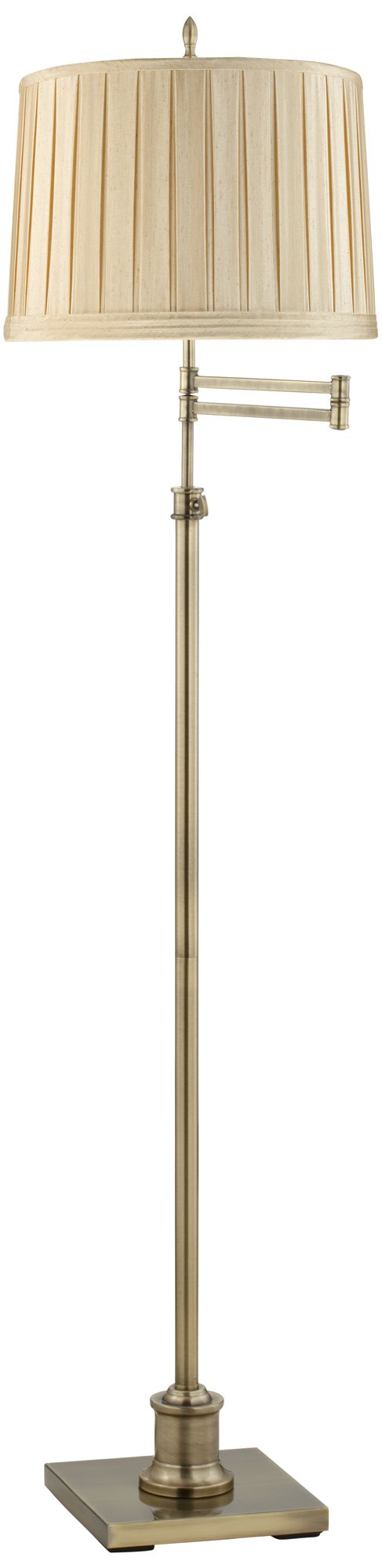 Westbury Silken Cream Shade Brass Swing Arm Floor Lamp