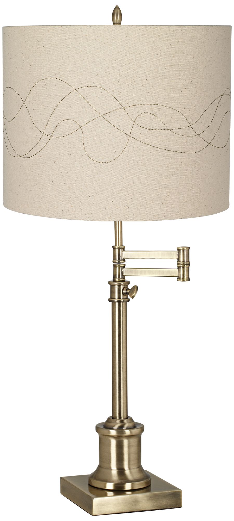 Westbury Abstract Stitched Shade Brass Swing Arm Desk Lamp