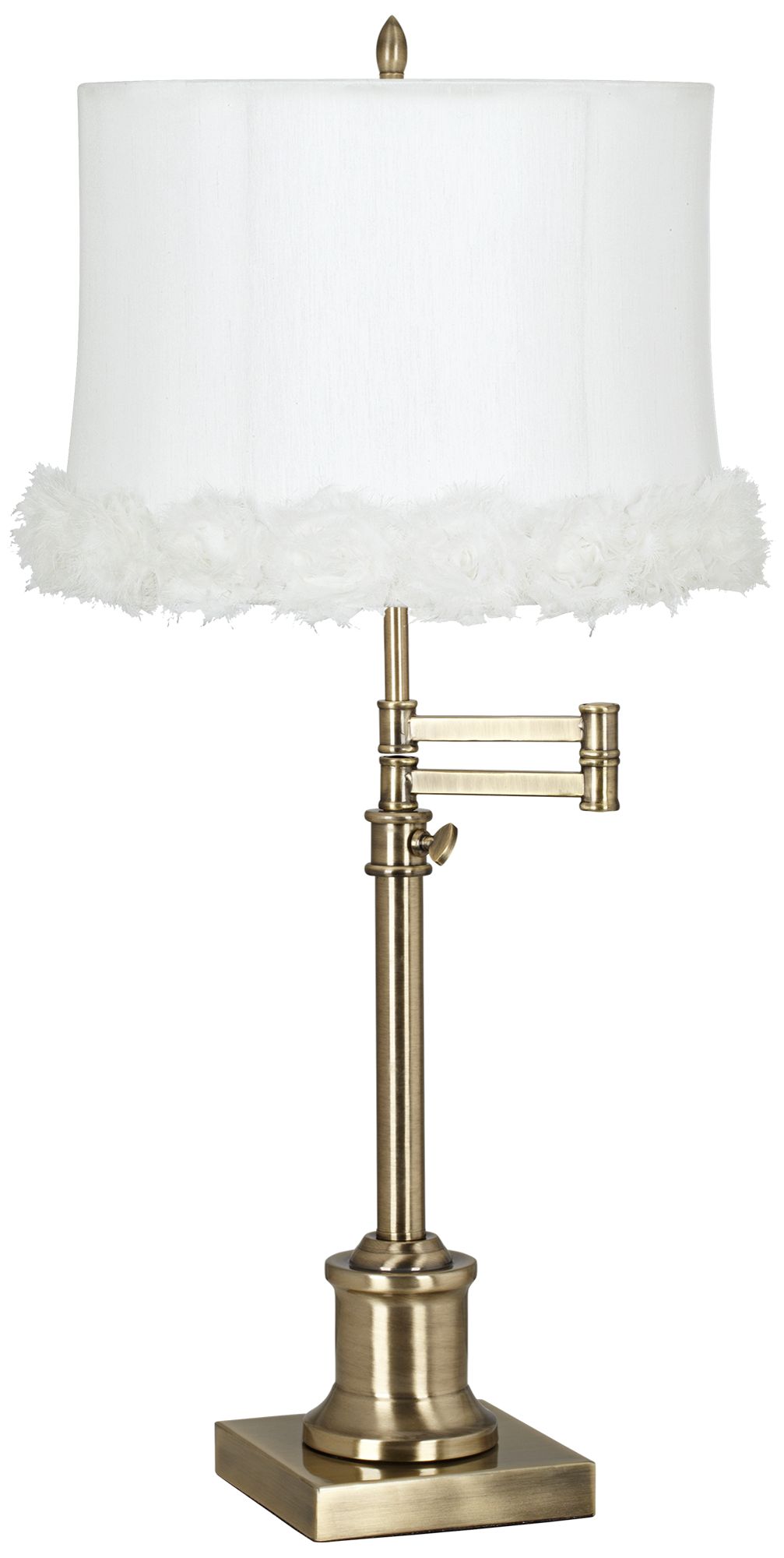 Westbury White Rosette Shade Brass Swing Arm Desk Lamp