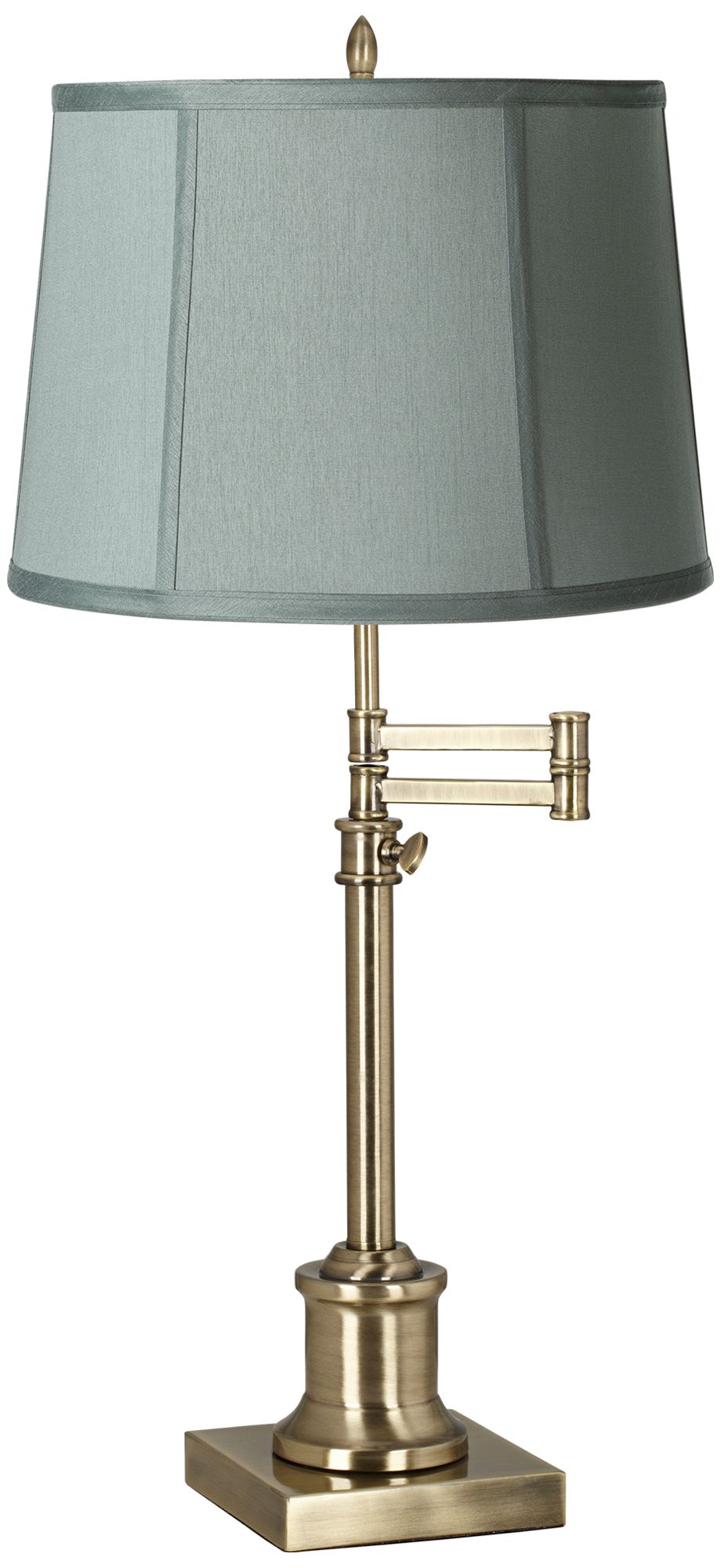 Westbury Spa Blue Drum Shade Brass Swing Arm Desk Lamp