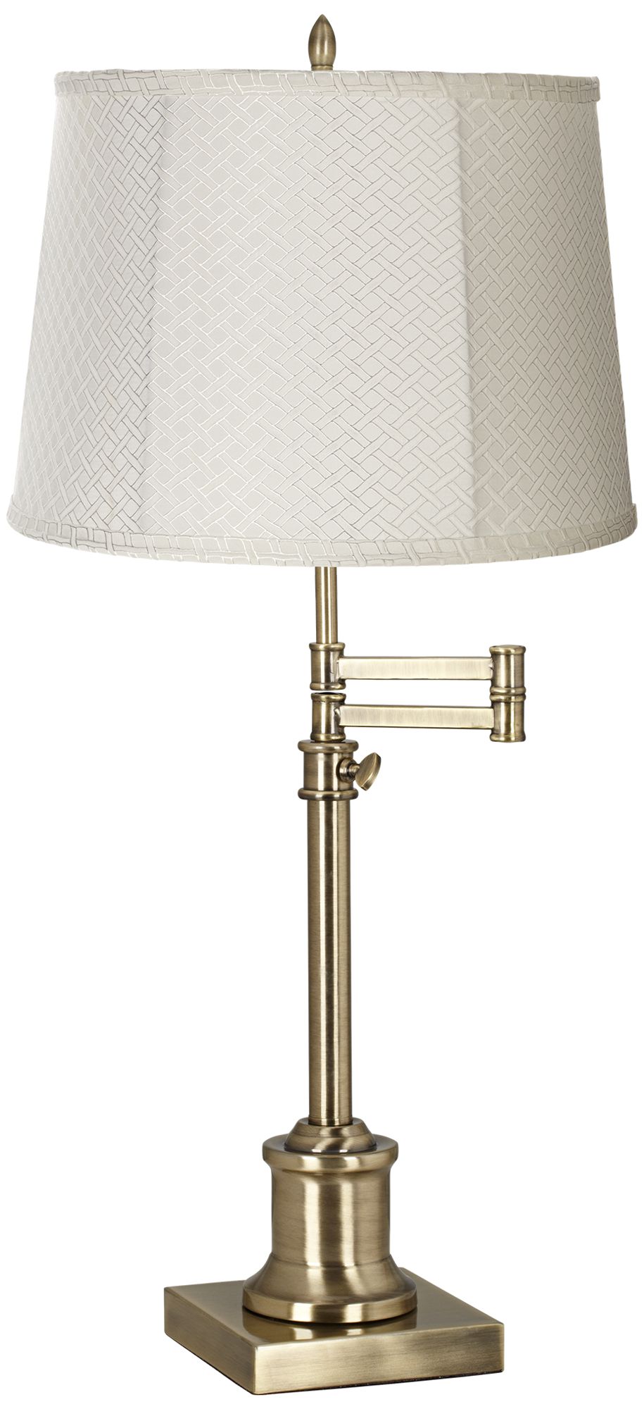 Westbury White Lattice Shade Brass Swing Arm Desk Lamp