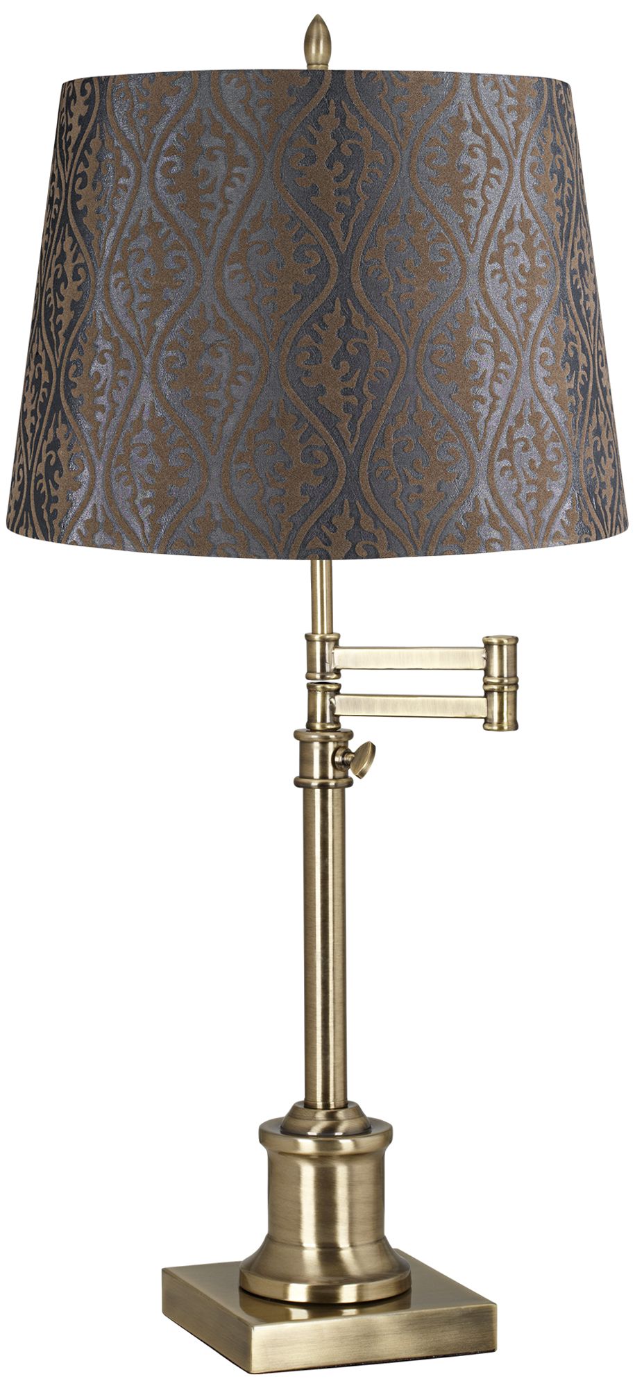 Westbury Pewter Shade Brass Swing Arm Desk Lamp