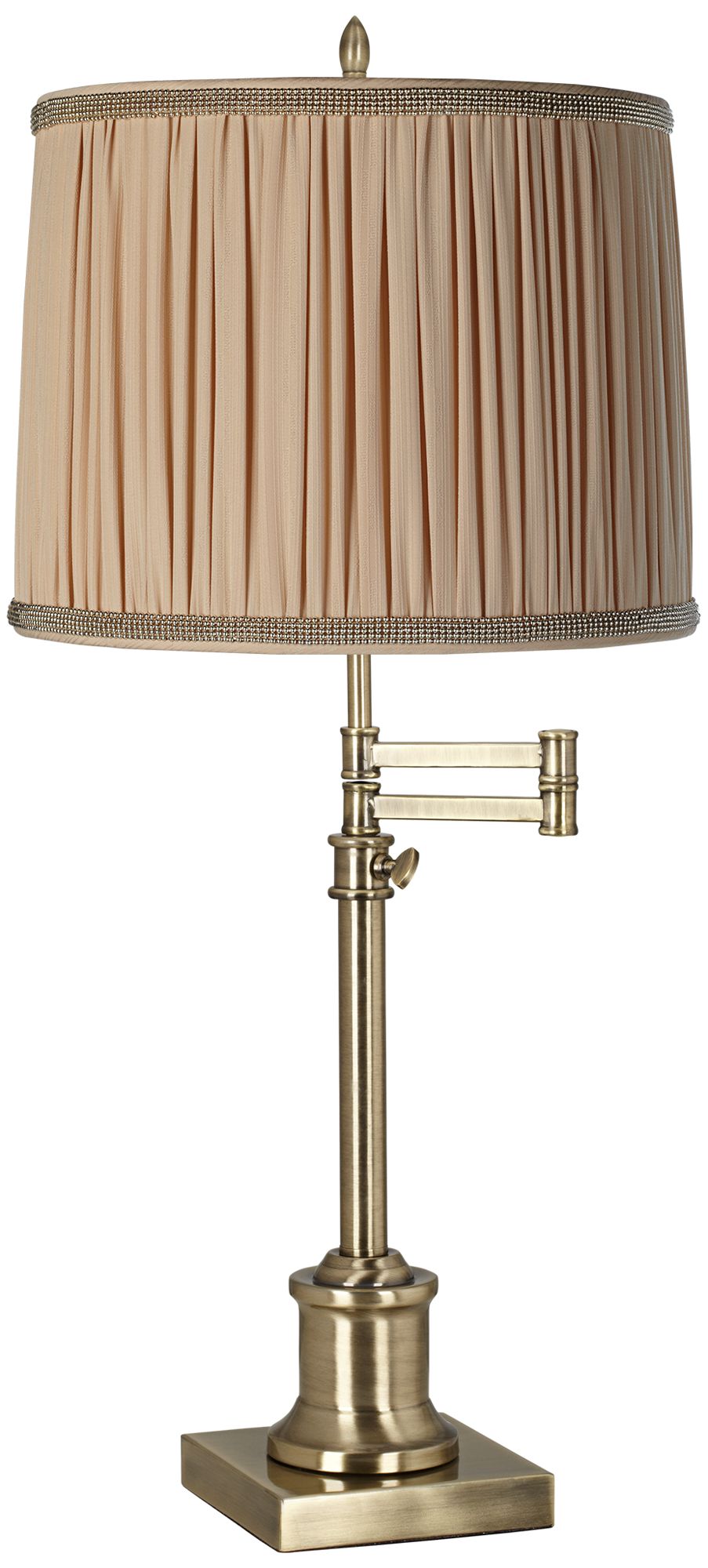 Westbury Pleated Peach Shade Brass Swing Arm Desk Lamp