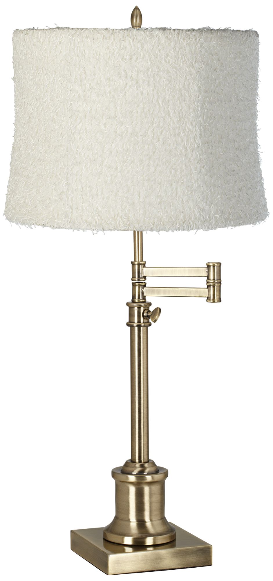 Westbury Coral White Shag Shade Brass Swing Arm Desk Lamp