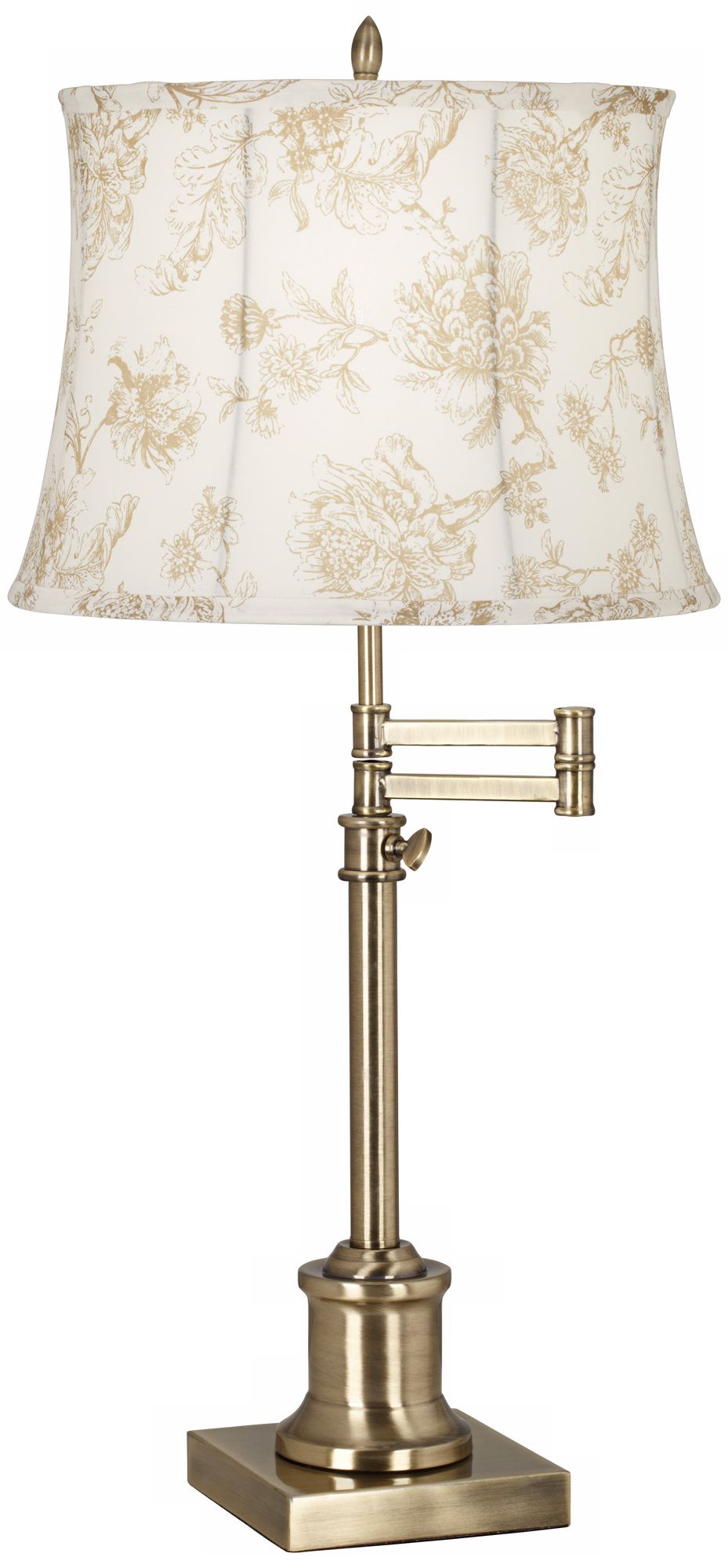 Westbury English Floral Shade Brass Swing Arm Desk Lamp