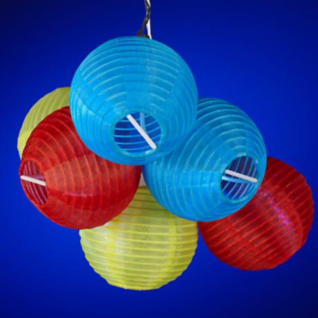 Solar Powered Paper Globe Lantern LED String Light Set - #Y7366 LampsPlus.com
