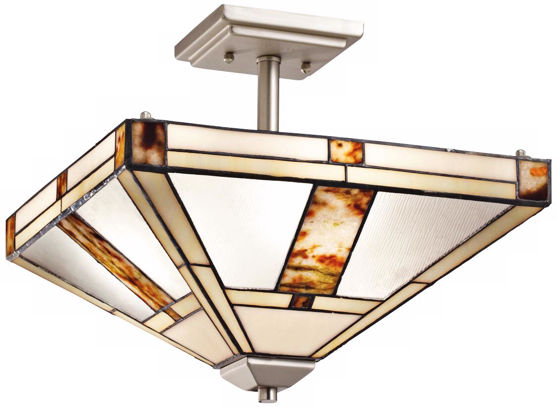 Kichler Bryce 14" Wide Art Glass Nickel Ceiling Light