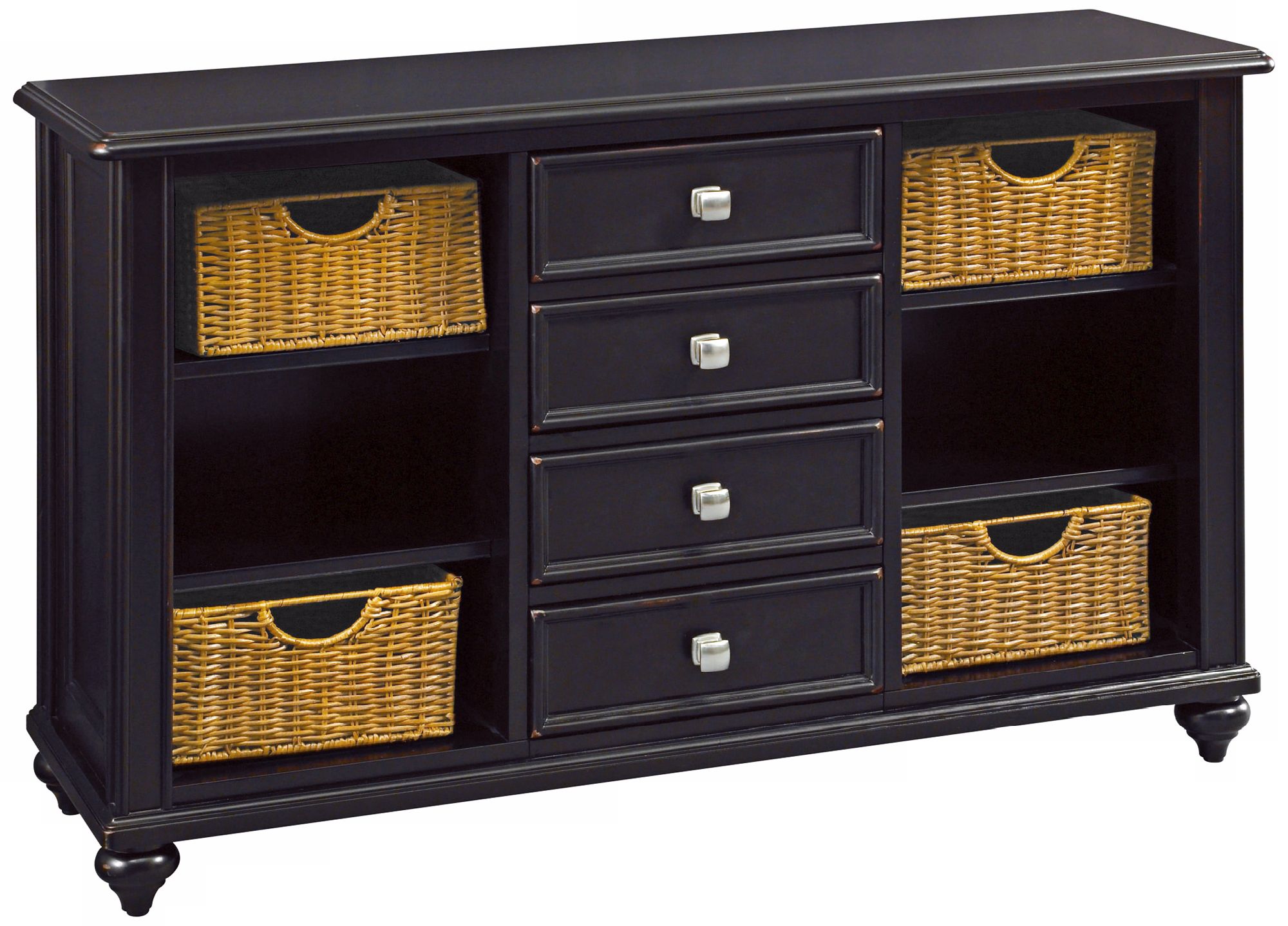 Camden Black 4-Drawer Console Table