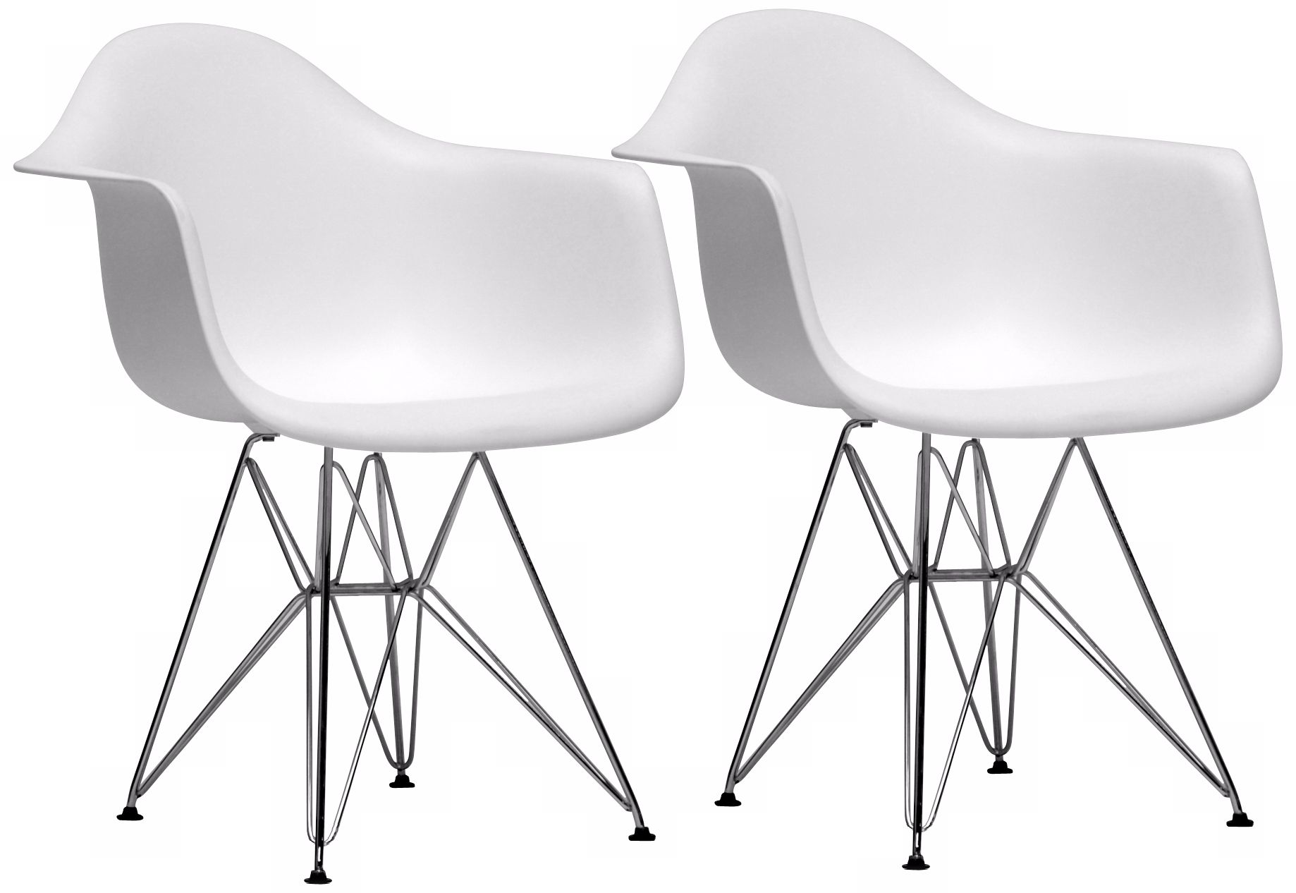 Set of 2 Myra White Plastic Arm Chairs