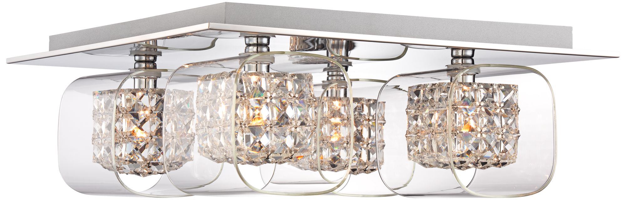 Halifax 16 1/2" Wide Chrome Crystal Ceiling Light