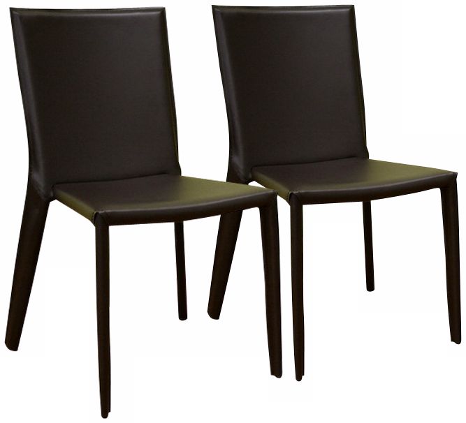 Set of 2 Gilda Brown Bonded Leather Dining Chairs