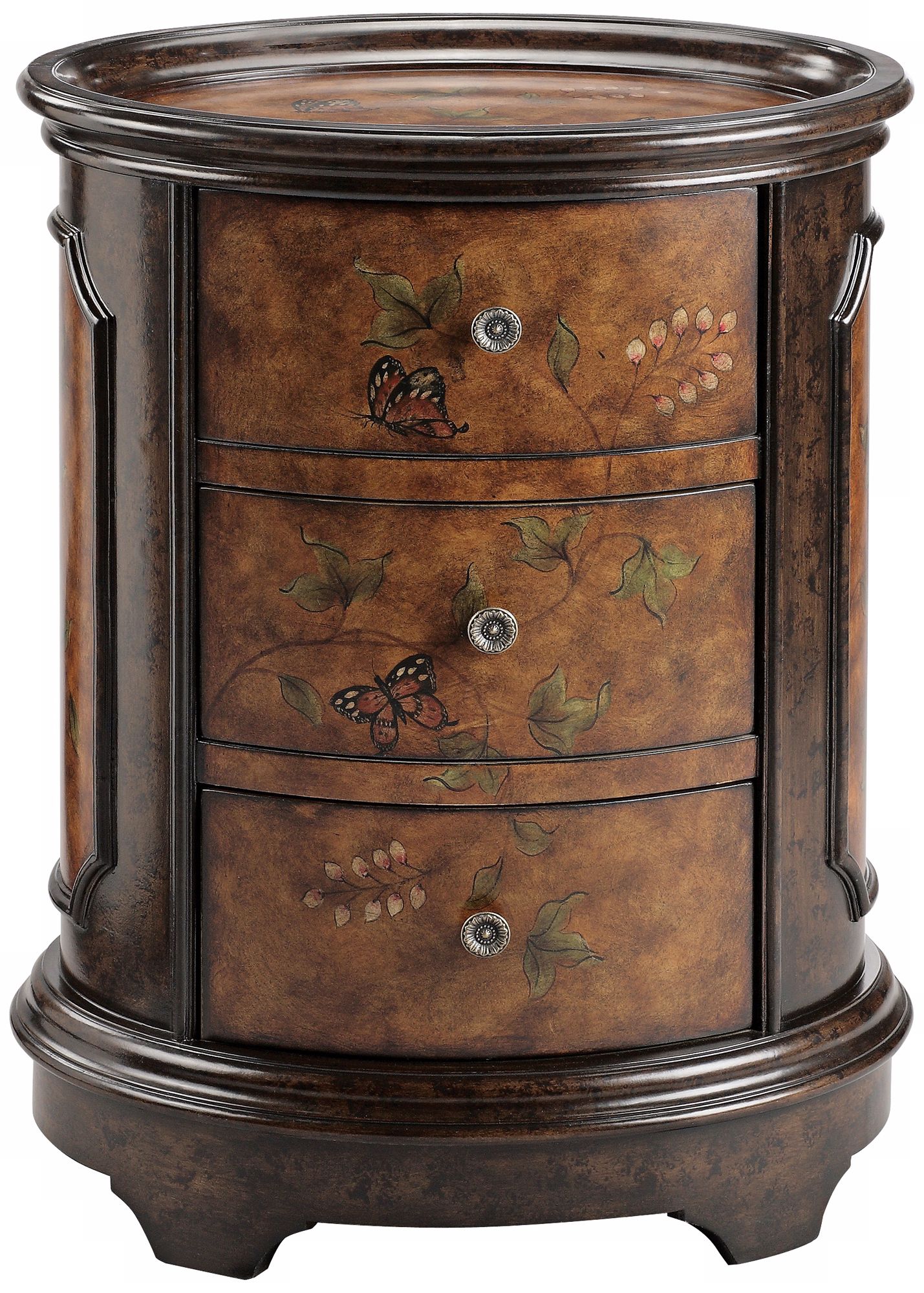Autumn Oval Hand-Painted Butterfly Accent Chest