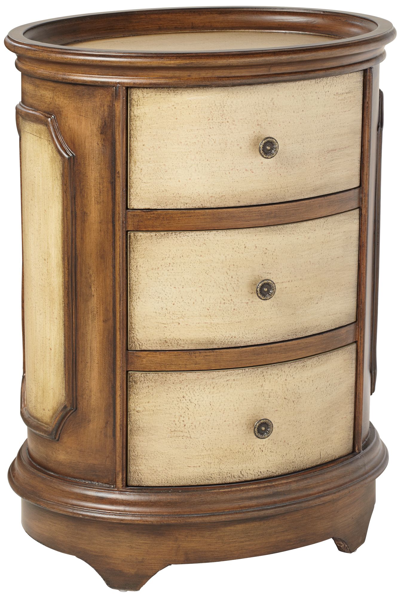 Autumn 3-Drawer Oval Two-Tone Chest