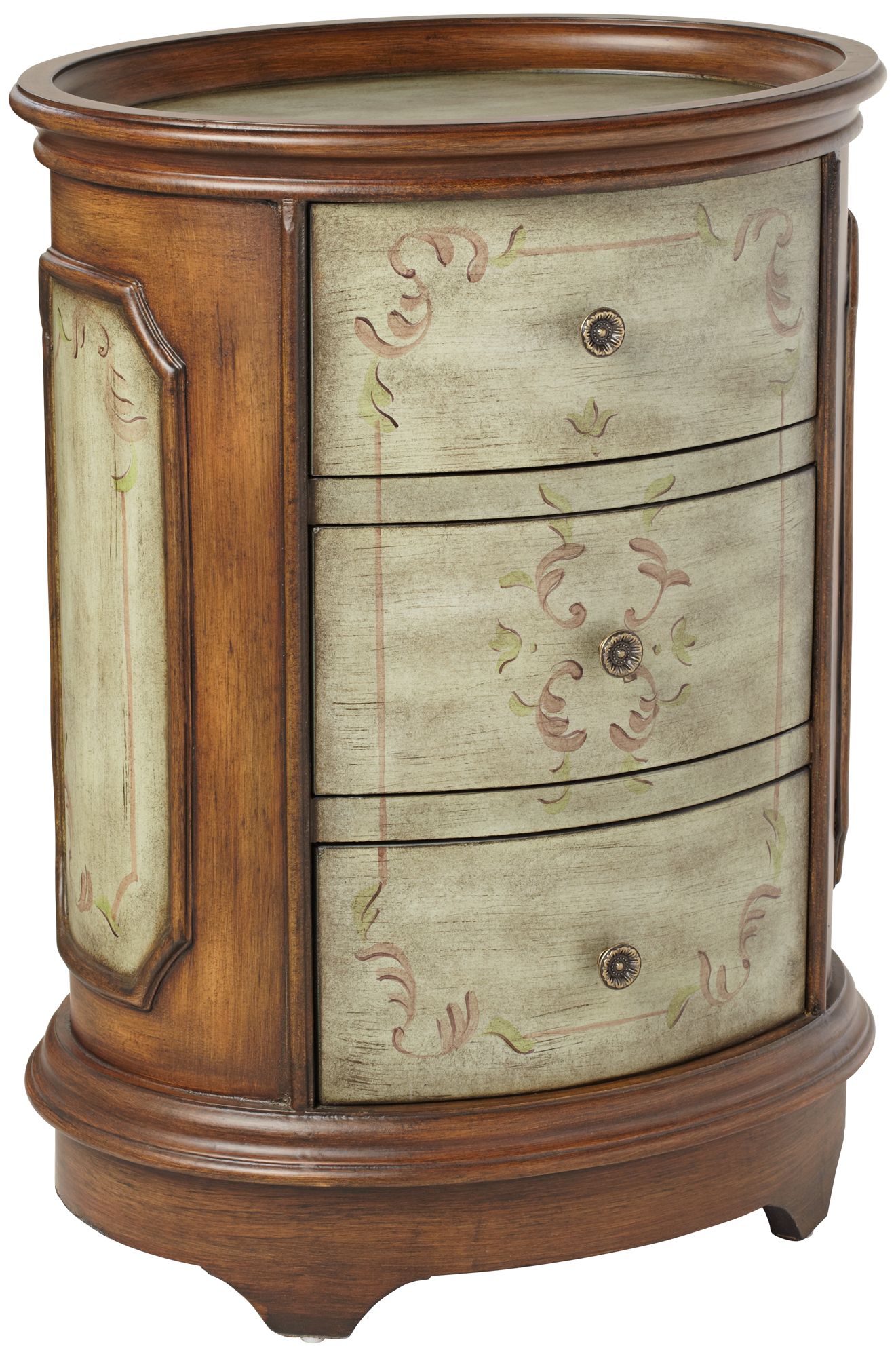 Autumn 3-Drawer Oval Hand-Painted Chest