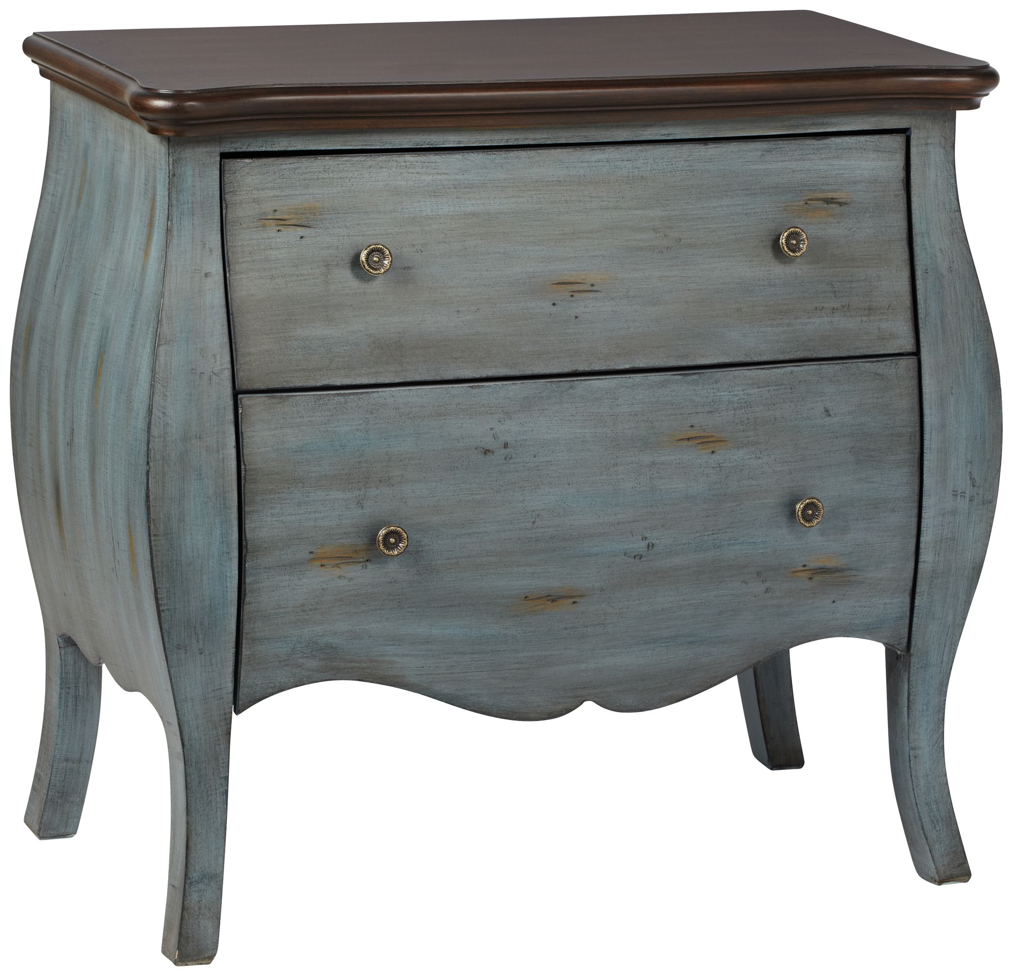 Dorset 2-Drawer Distressed Bombe Chest