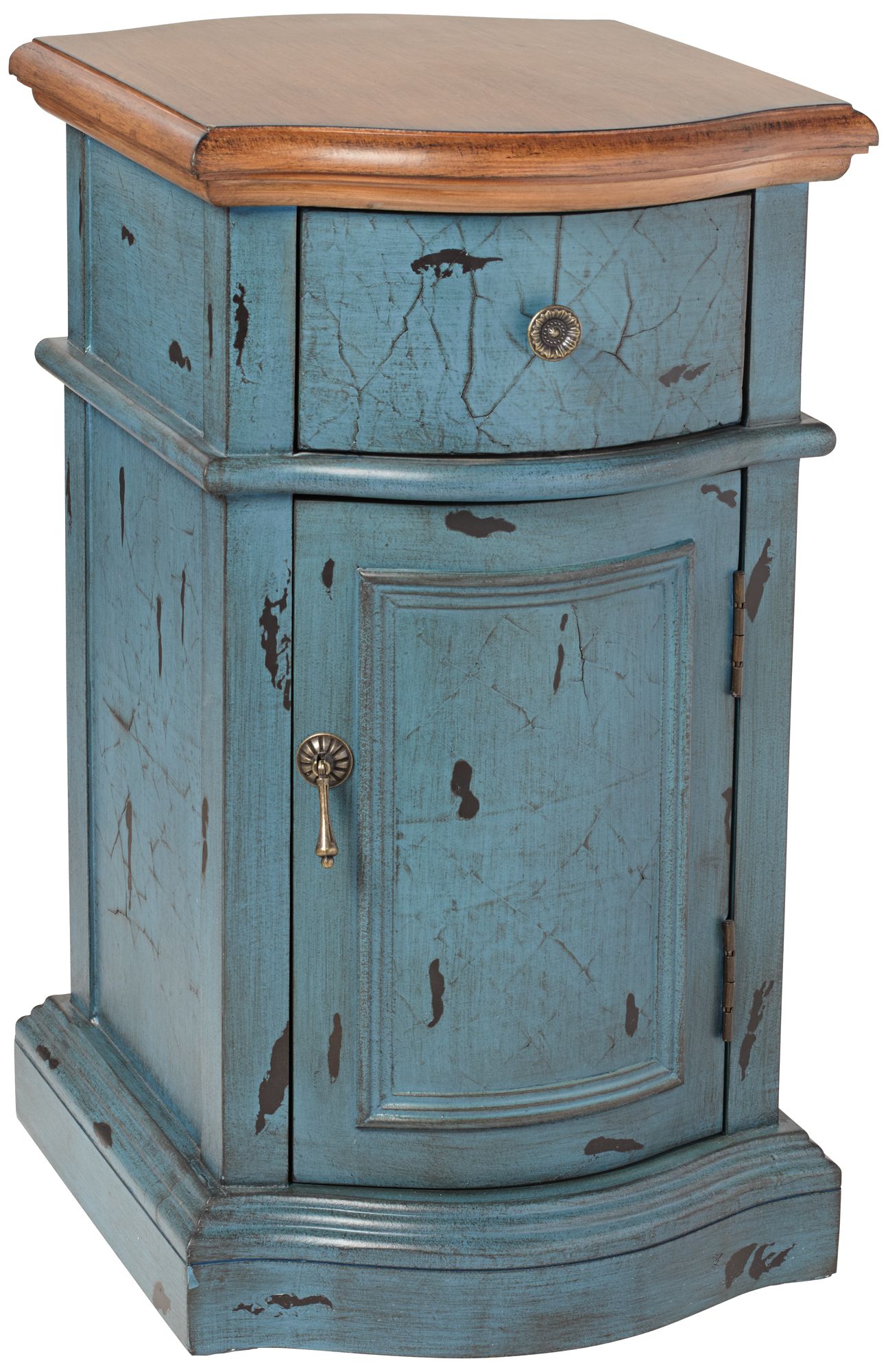 Heidi Petit Teal Crackle Chairside Chest