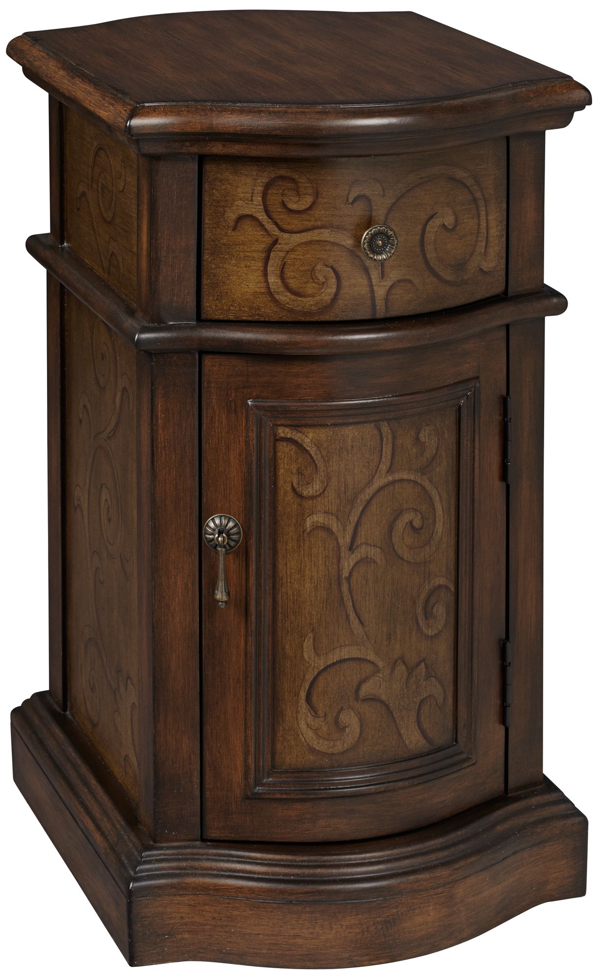 Heidi Petit Hand-Painted Brown Chairside Chest