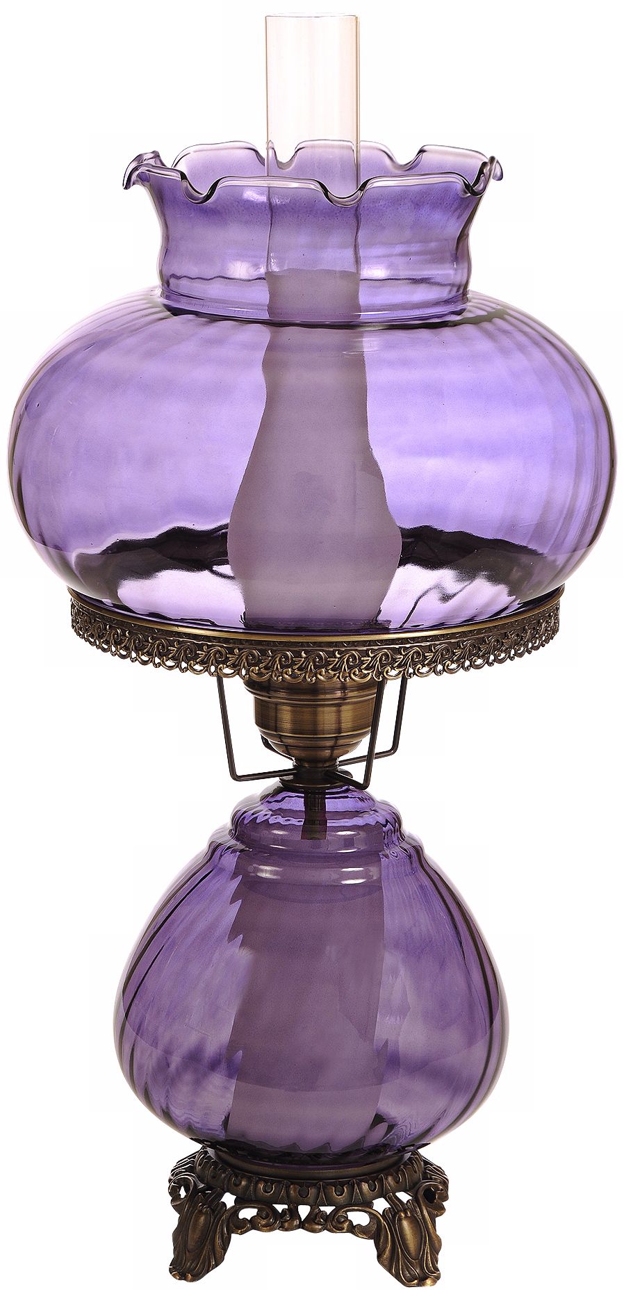 Large Grape Swirl Optic Night Light Hurricane Table Lamp