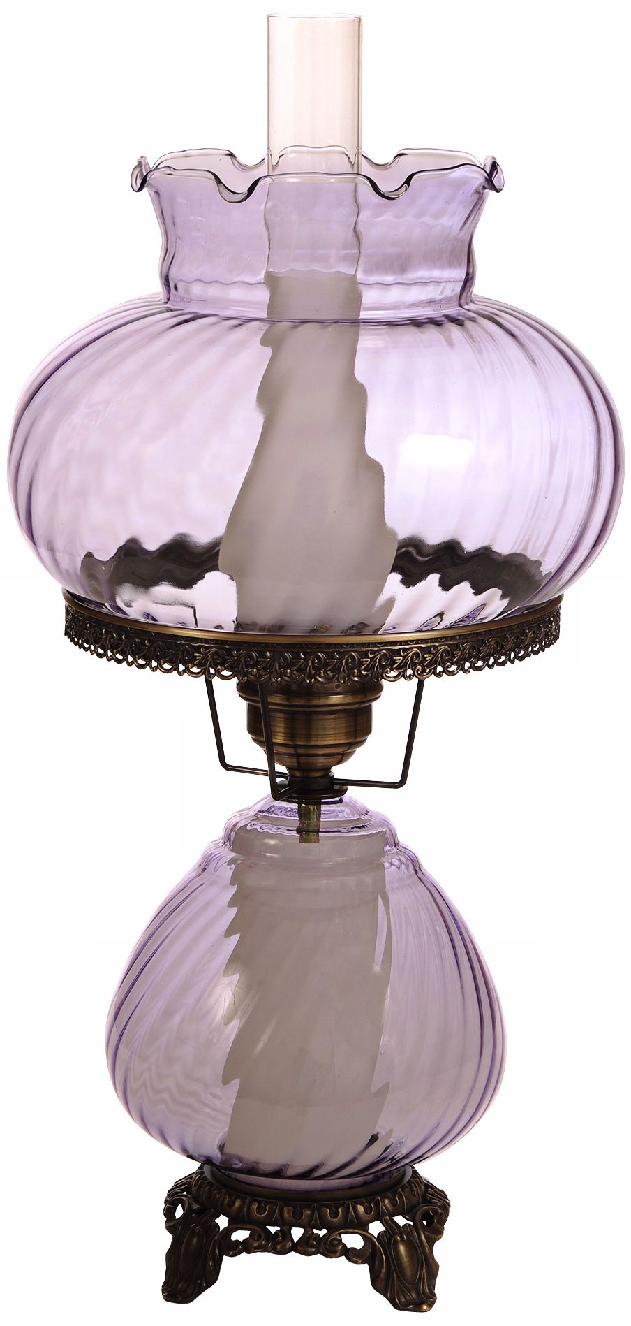 Large Violet Swirl Optic Night Light Hurricane Table Lamp