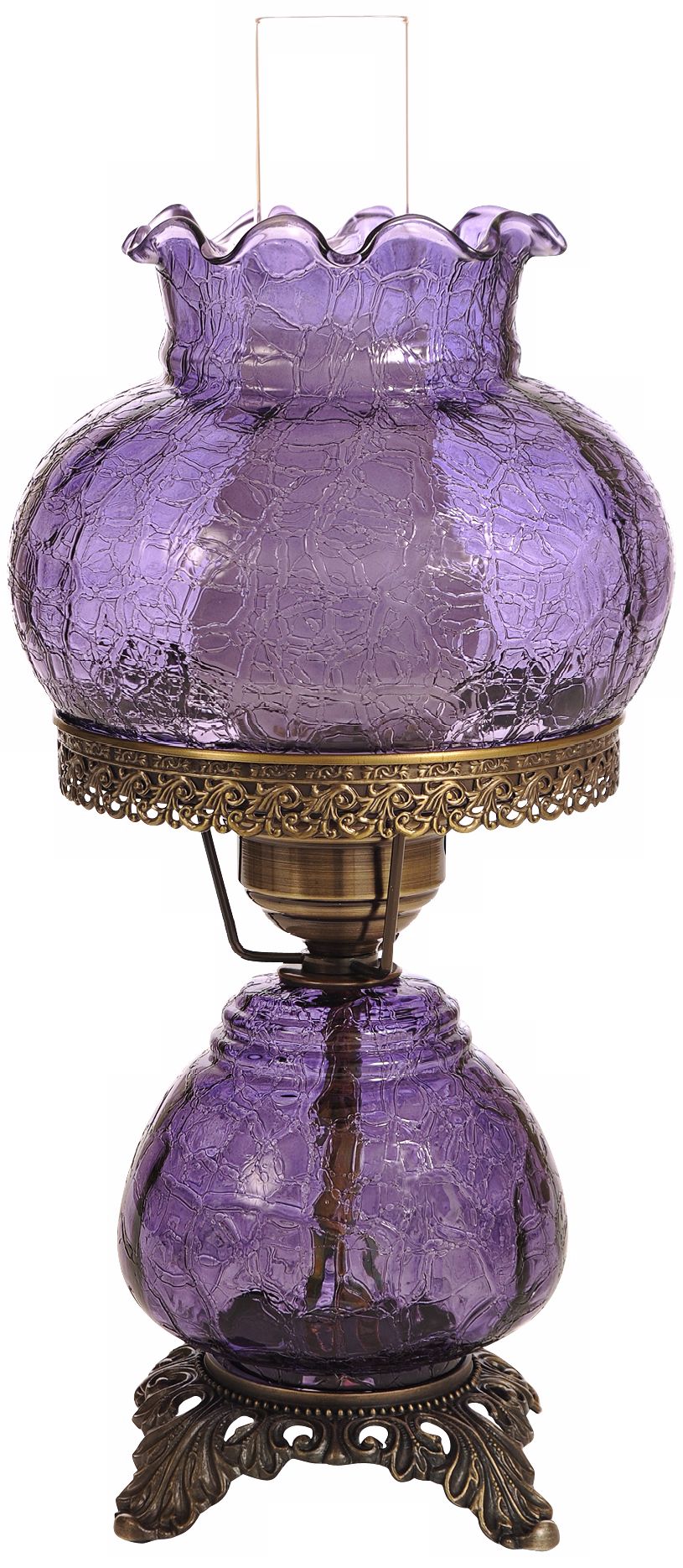 Violet Crackle Night Light Hurricane Table Lamp