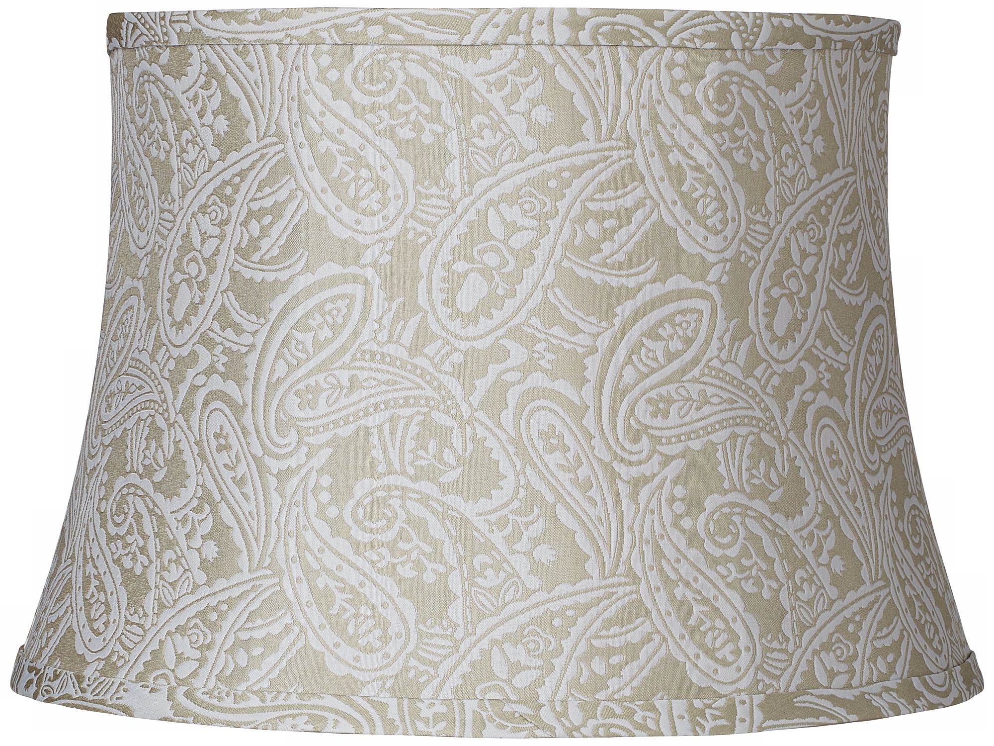 Winter White White Paisley Brocade Shade Ovo Table Lamp