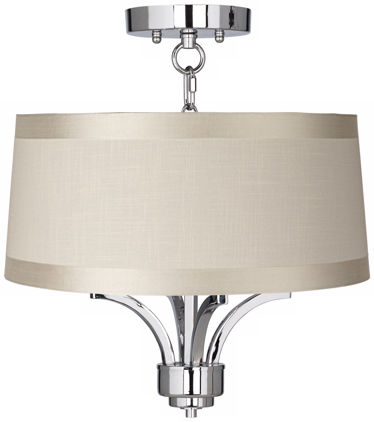 Fortuna Chrome 16" Wide Off-White Drum Ceiling Light