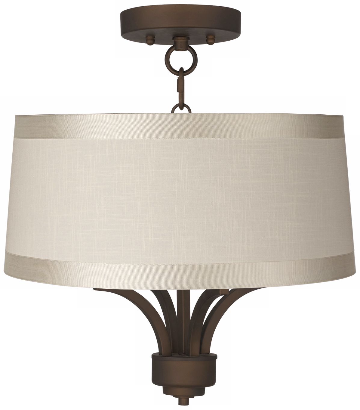 Fortuna Bronze 16" Wide Off-White Drum Ceiling Light