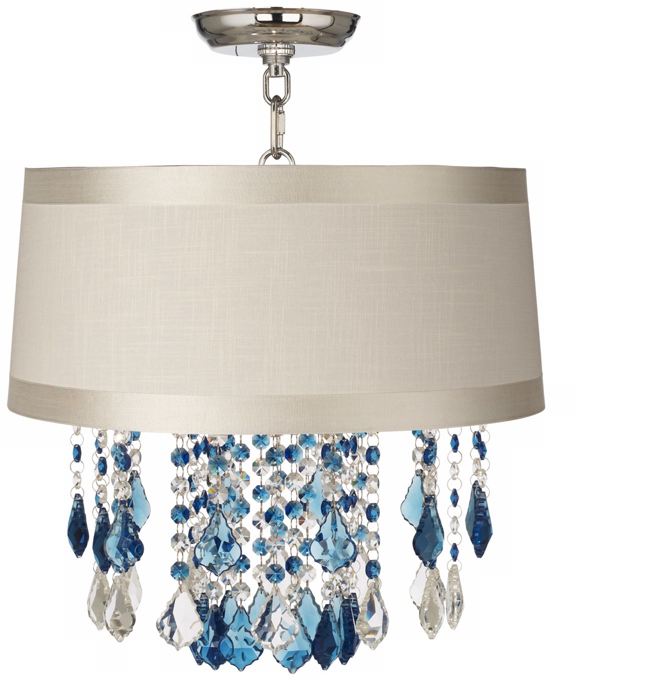 Nicolli Blue 16" Wide Off-White Drum Ceiling Light