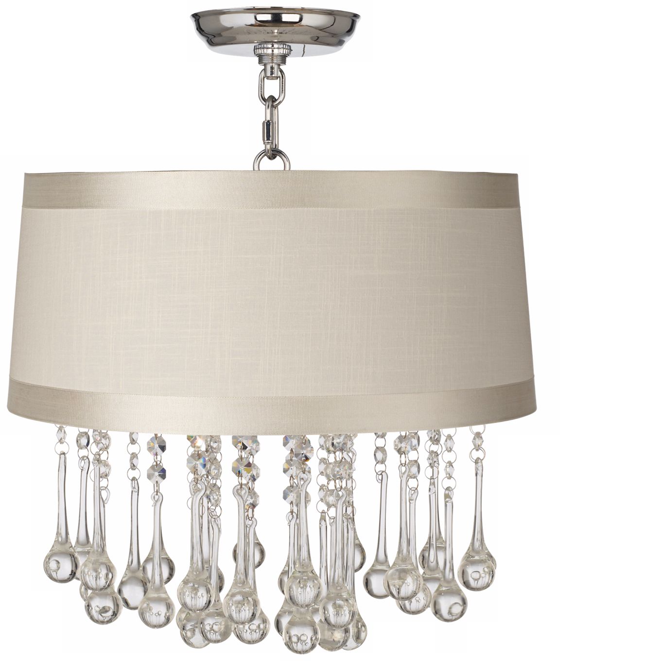 Beatrix Crystal 16" Wide Off-White Drum Ceiling Light