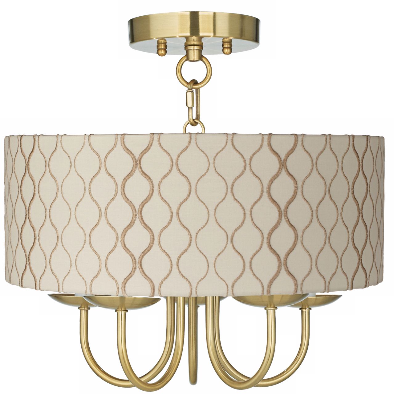 Wynwood Gold 14" Wide Embroidered Hourglass Ceiling Light