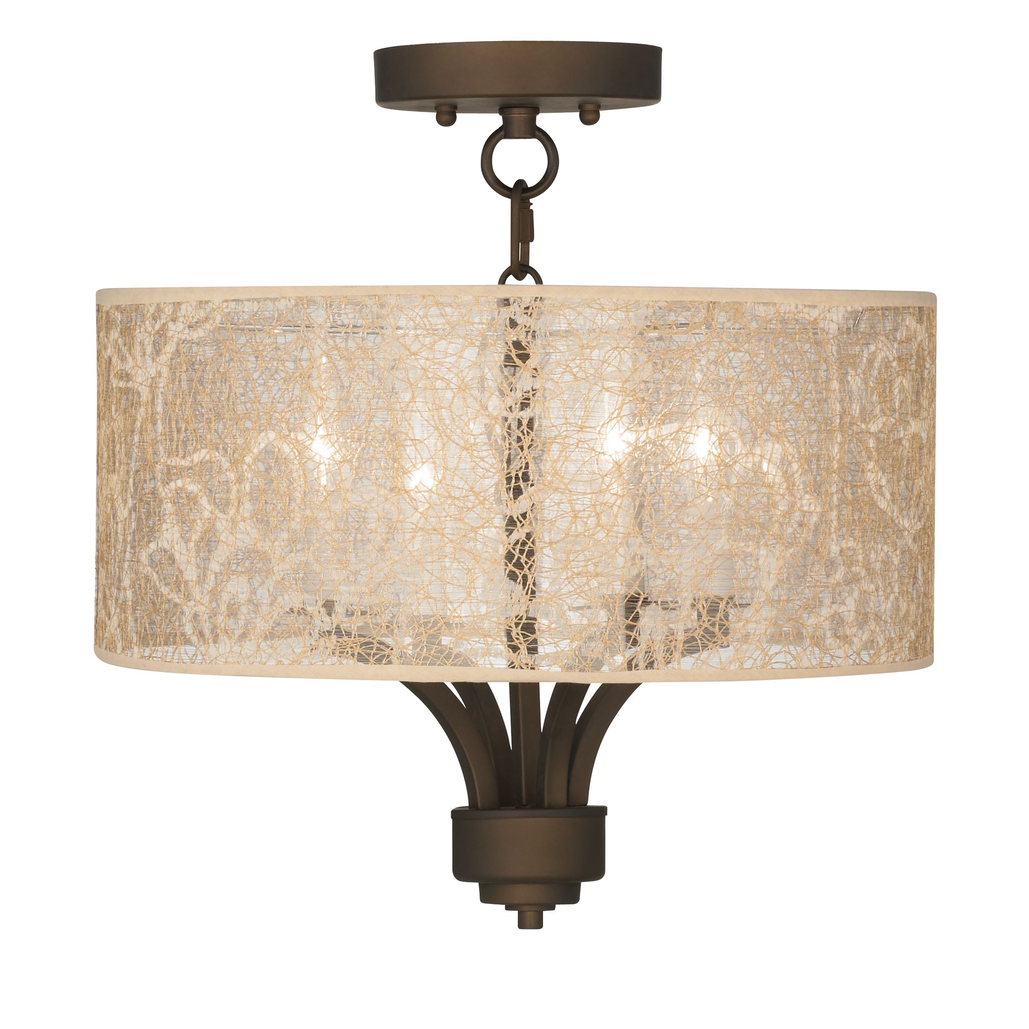 Fortuna Bronze 16" Wide Transparent Fiber Ceiling Light