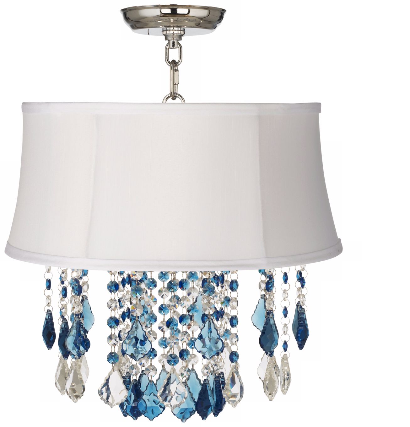 Nicolli Blue 16" Wide White Shade Crystal Ceiling Light