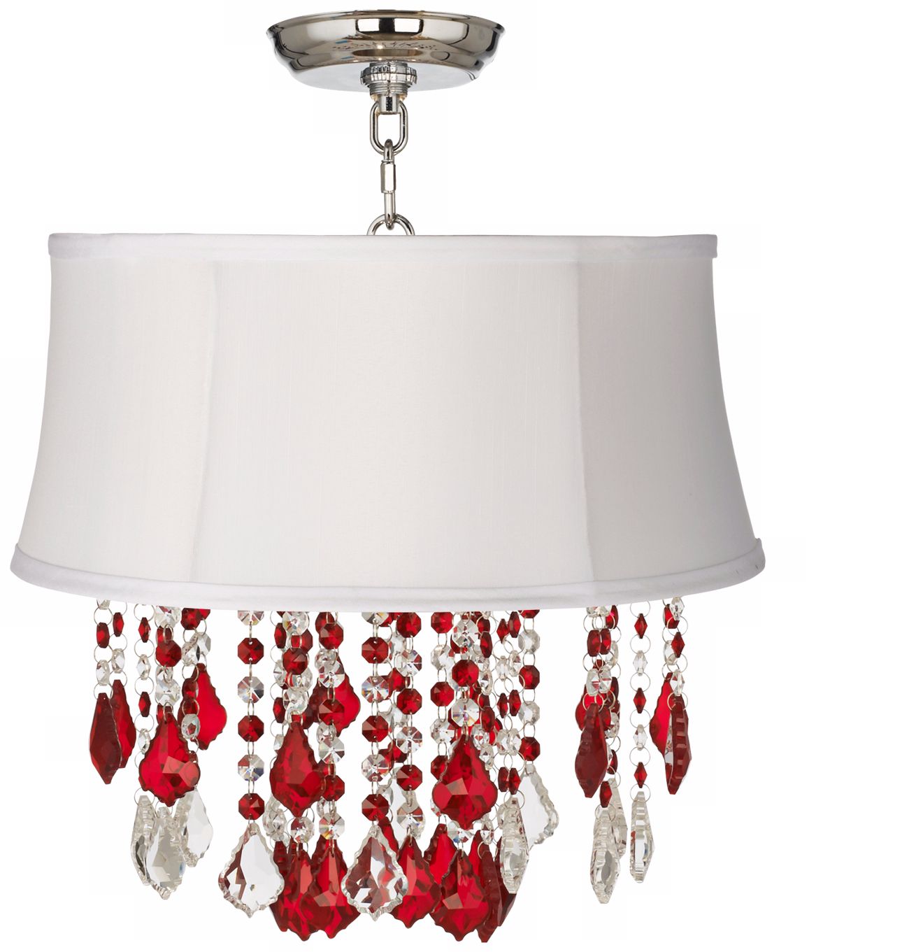 Nicolli Red 16" Wide White Shantung Crystal Ceiling Light