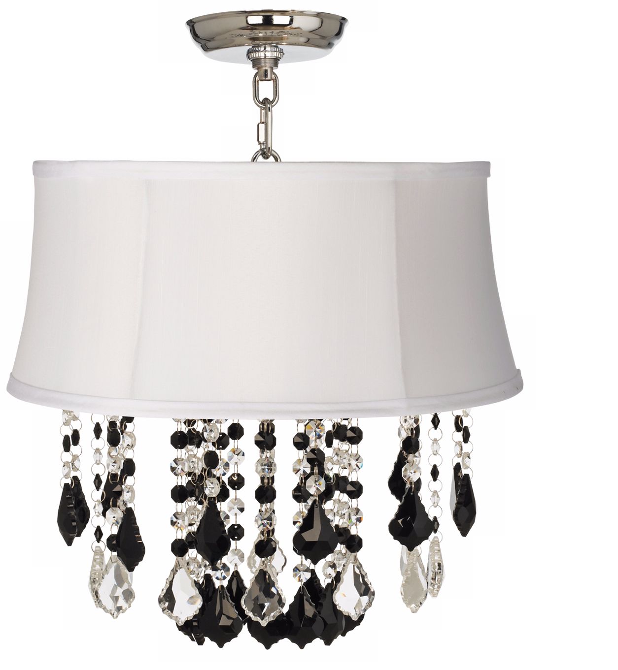 Nicolli Black 16" Wide White Shade Crystal Ceiling Light