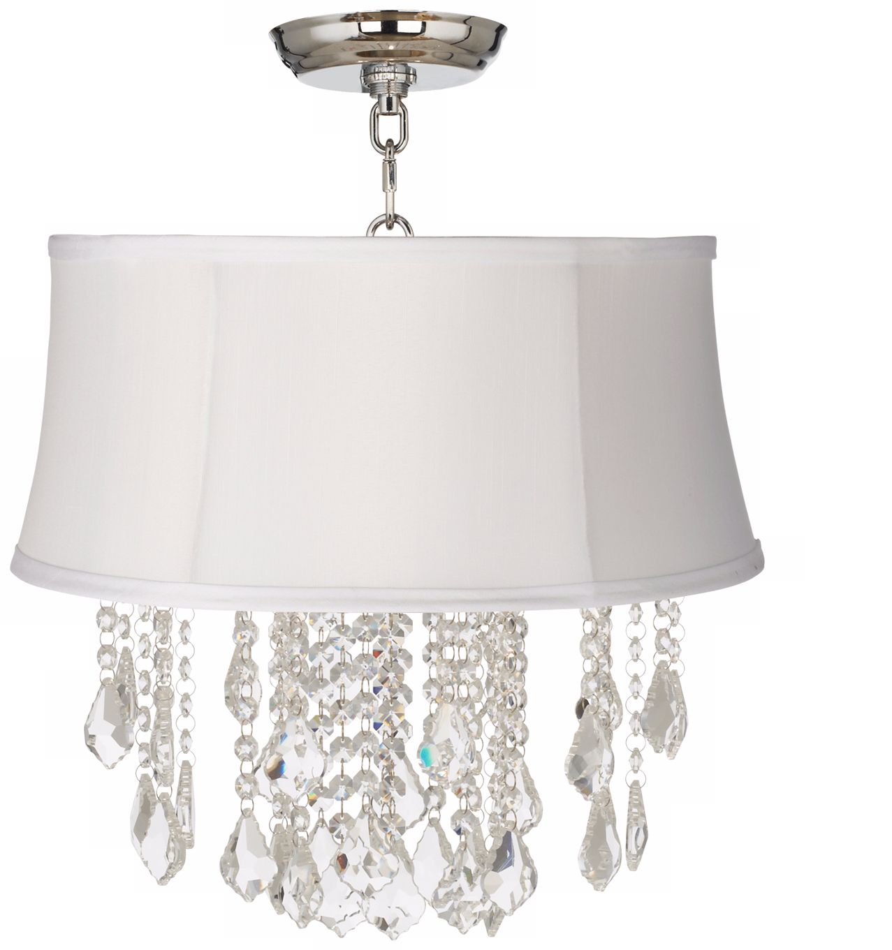 Nicolli Clear 16" Wide White Shade Crystal Ceiling Light