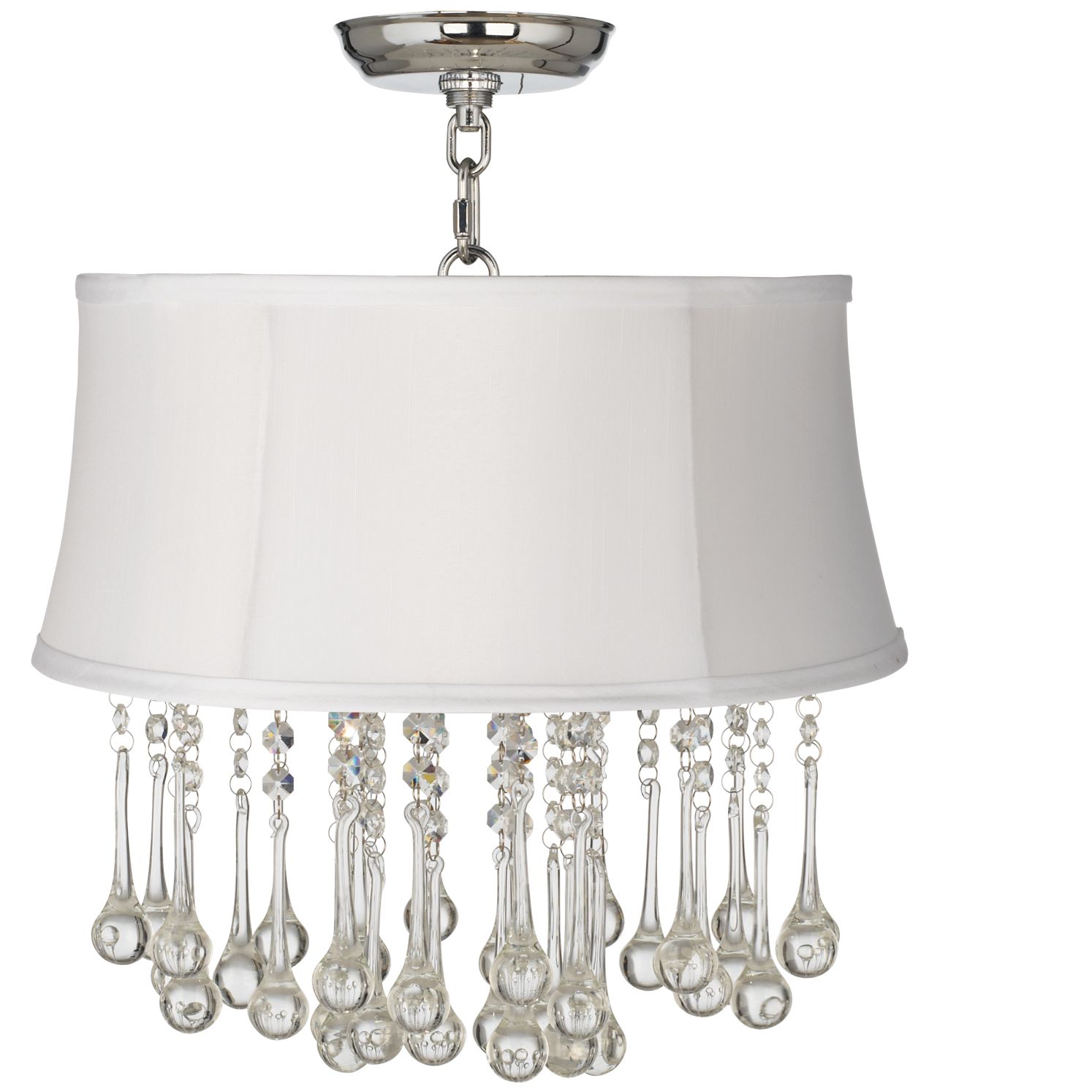 Beatrix Crystal 16" Wide White Shantung Ceiling Light