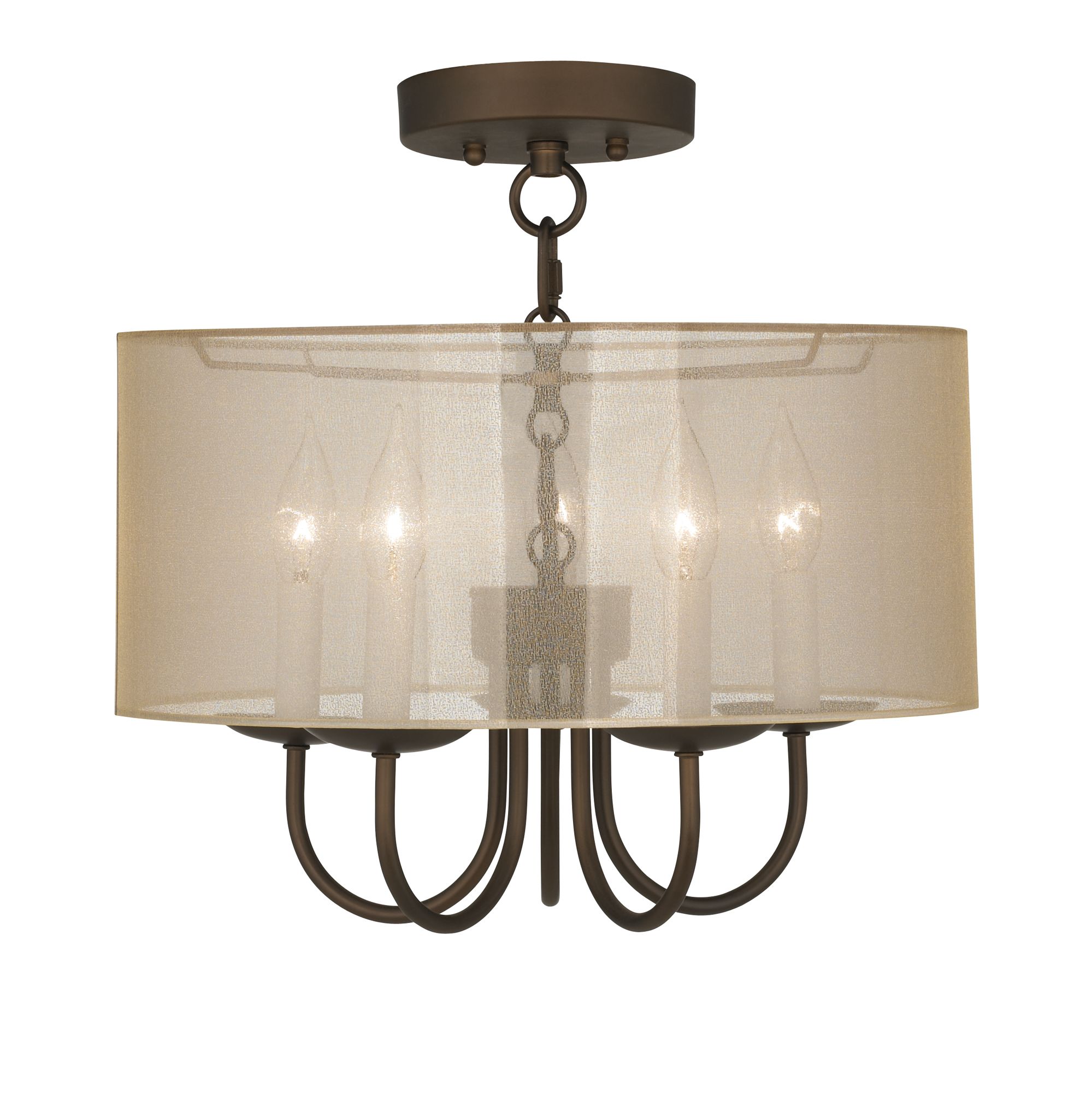 Wynwood 16" Wide Ceiling Light with Sheer Gold Shade