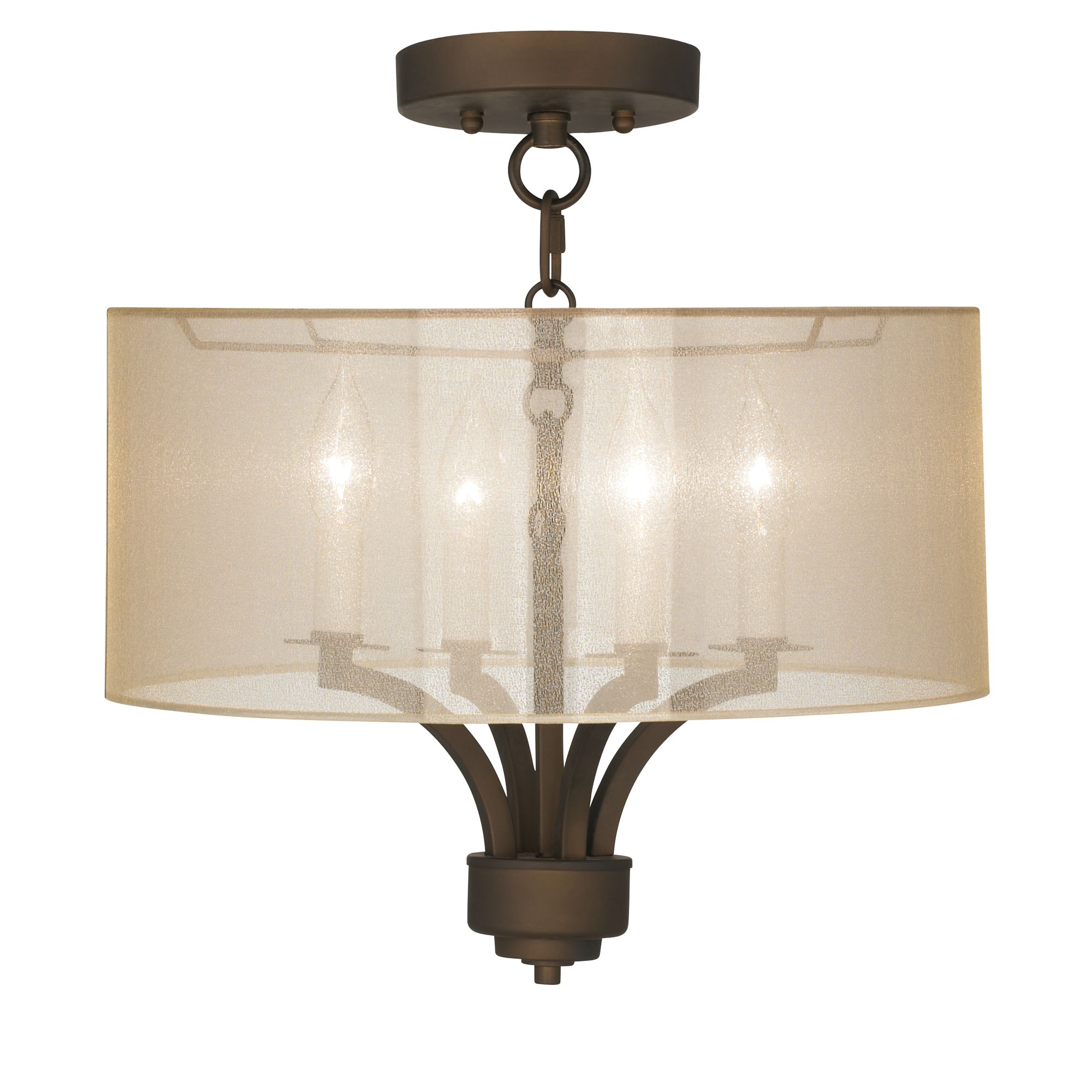Fortuna Bronze 16" Wide Sheer Gold Ceiling Light