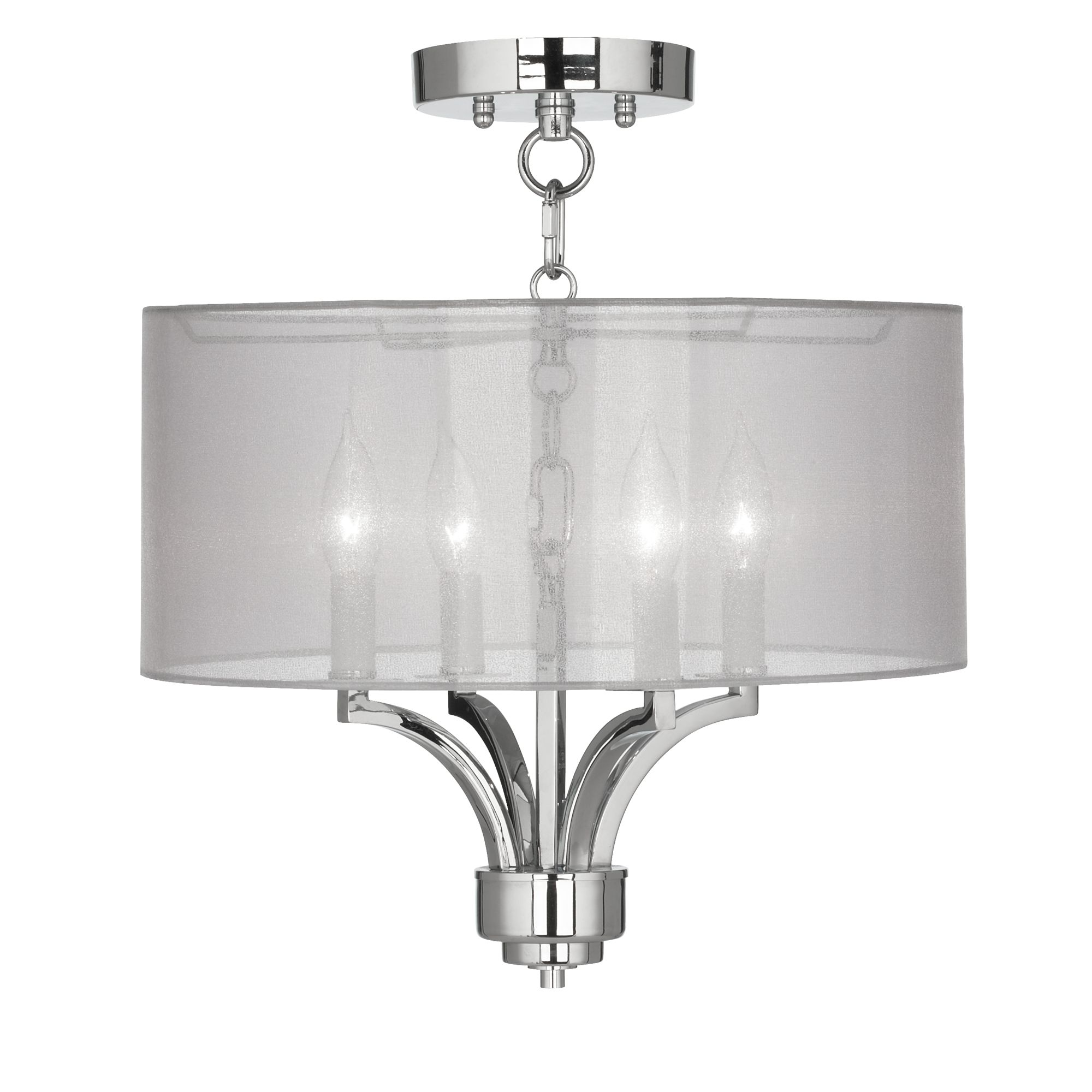 Fortuna Chrome 16" Wide Sheer Silver Ceiling Light
