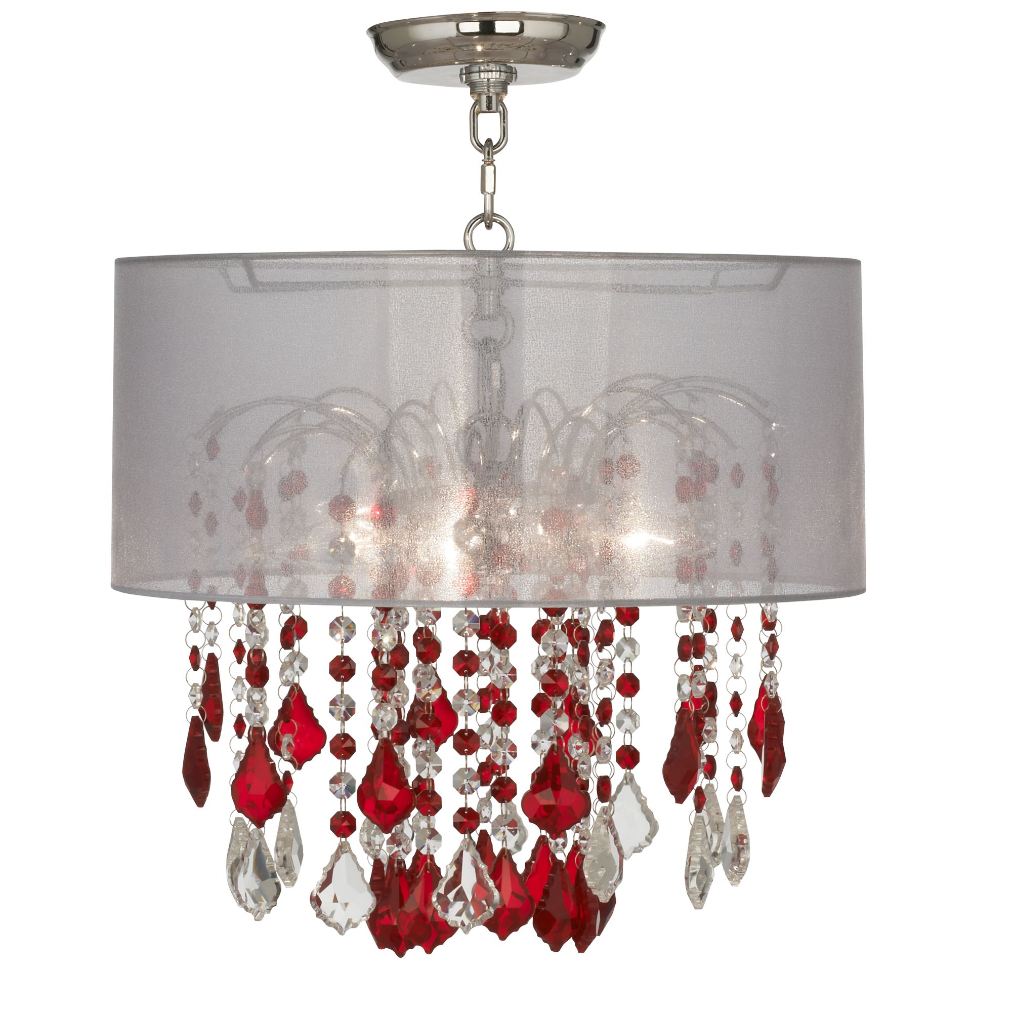 Nicolli Red 16" Wide Sheer Silver Crystal Ceiling Light