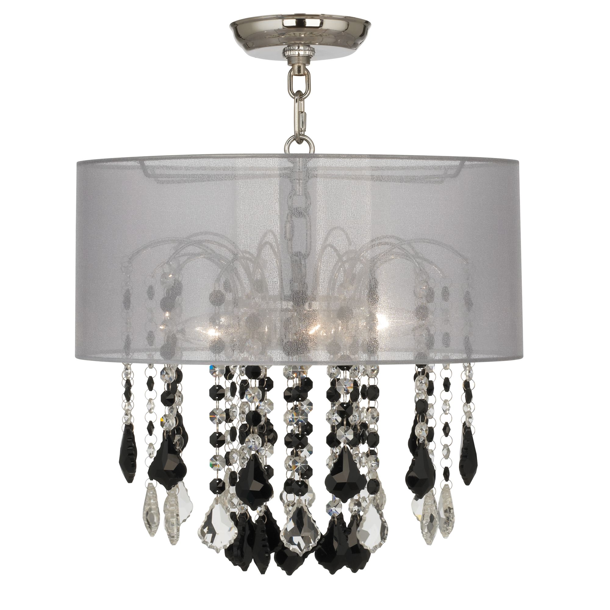 Nicolli Black 16" Wide Sheer Silver Crystal Ceiling Light