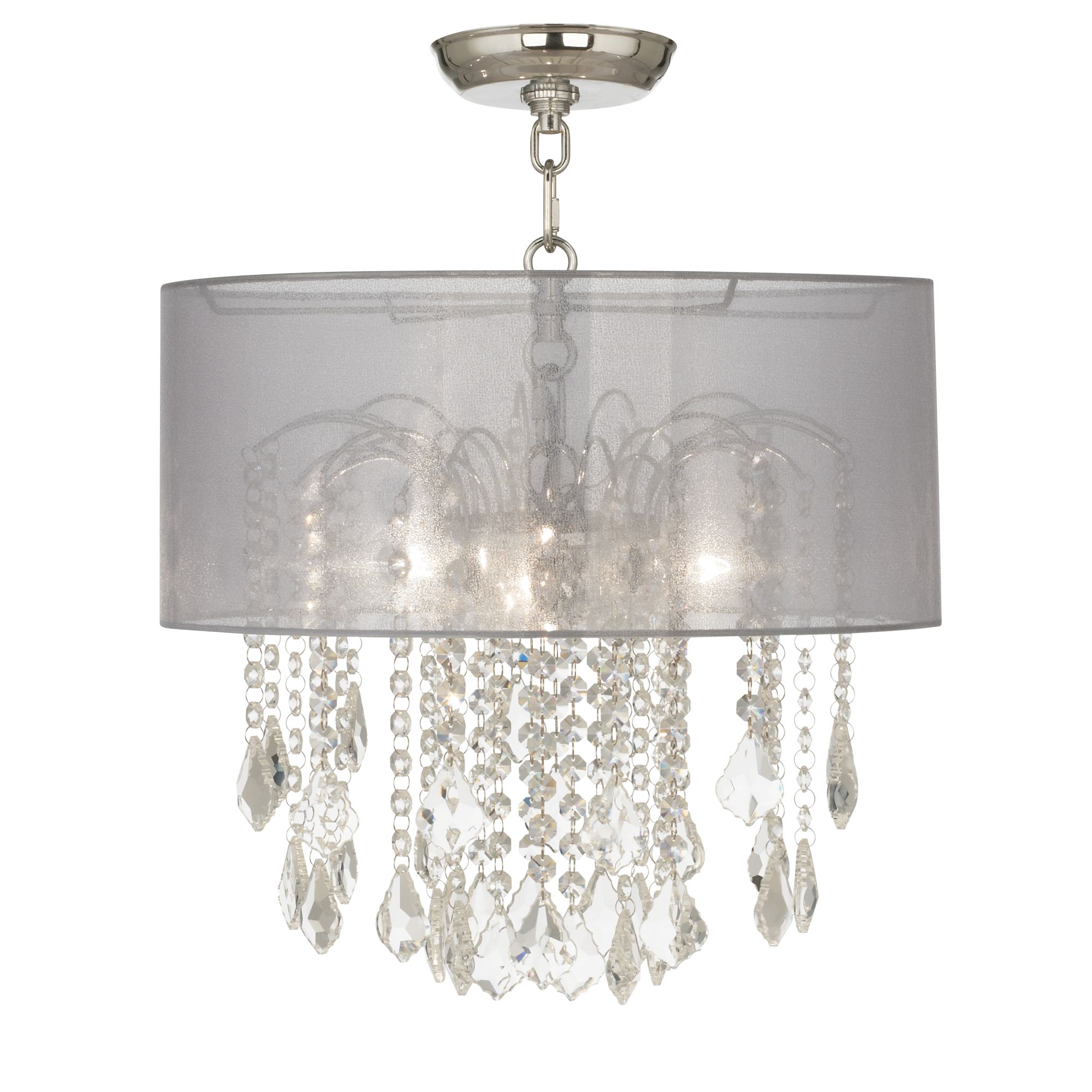 Nicolli Clear 16" Wide Sheer Silver Crystal Ceiling Light
