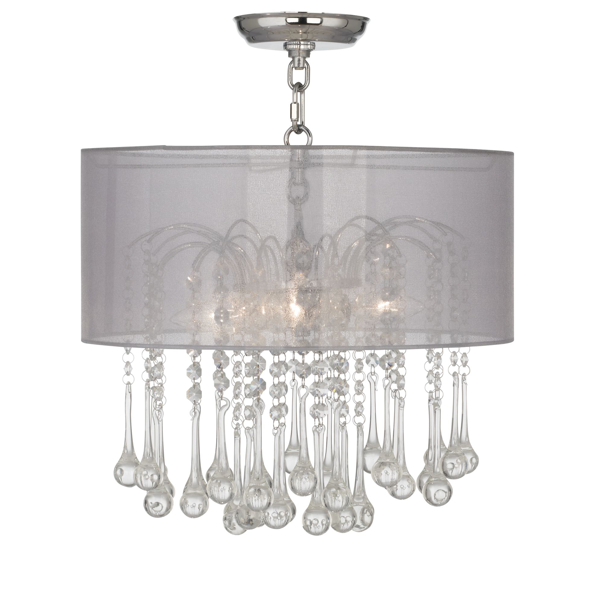 Beatrix Crystal 16" Wide Sheer Silver Ceiling Light